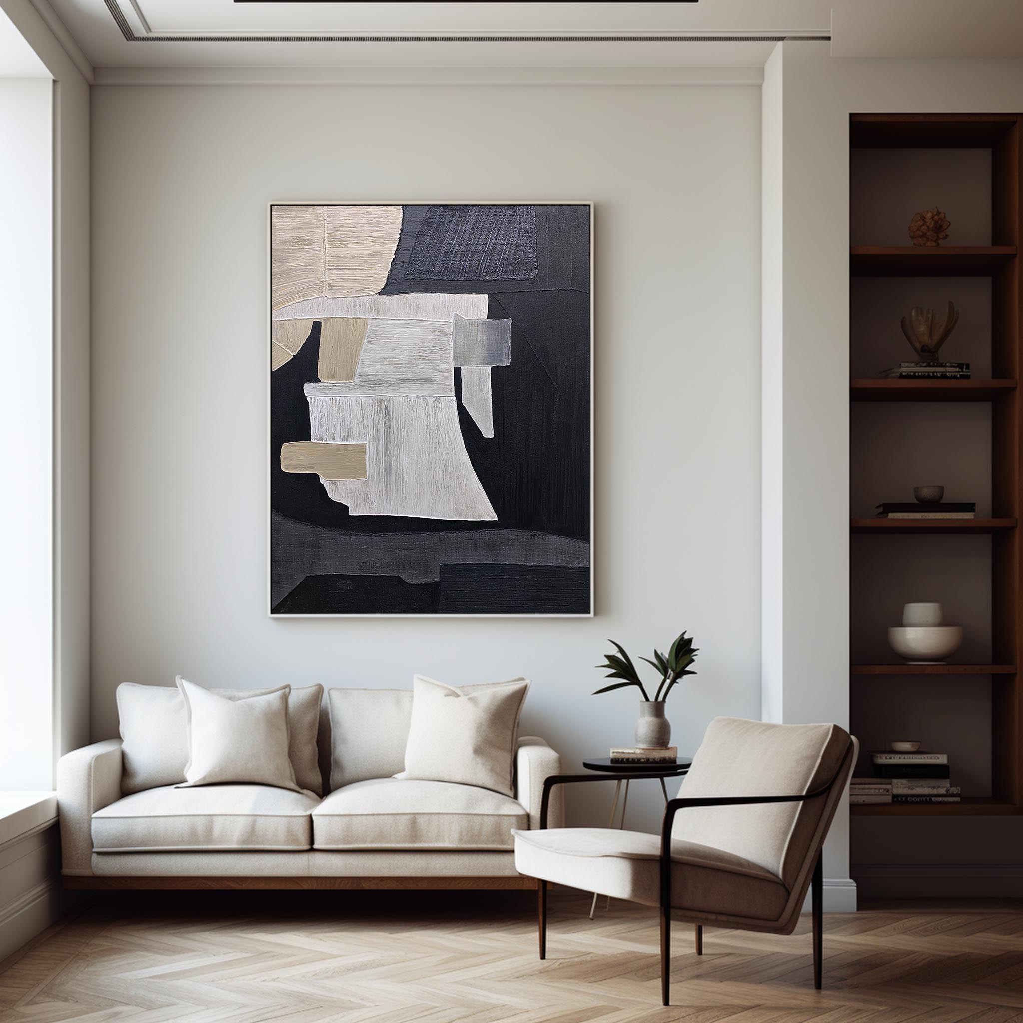 Peinture abstraite noir et marron #ABAV278
