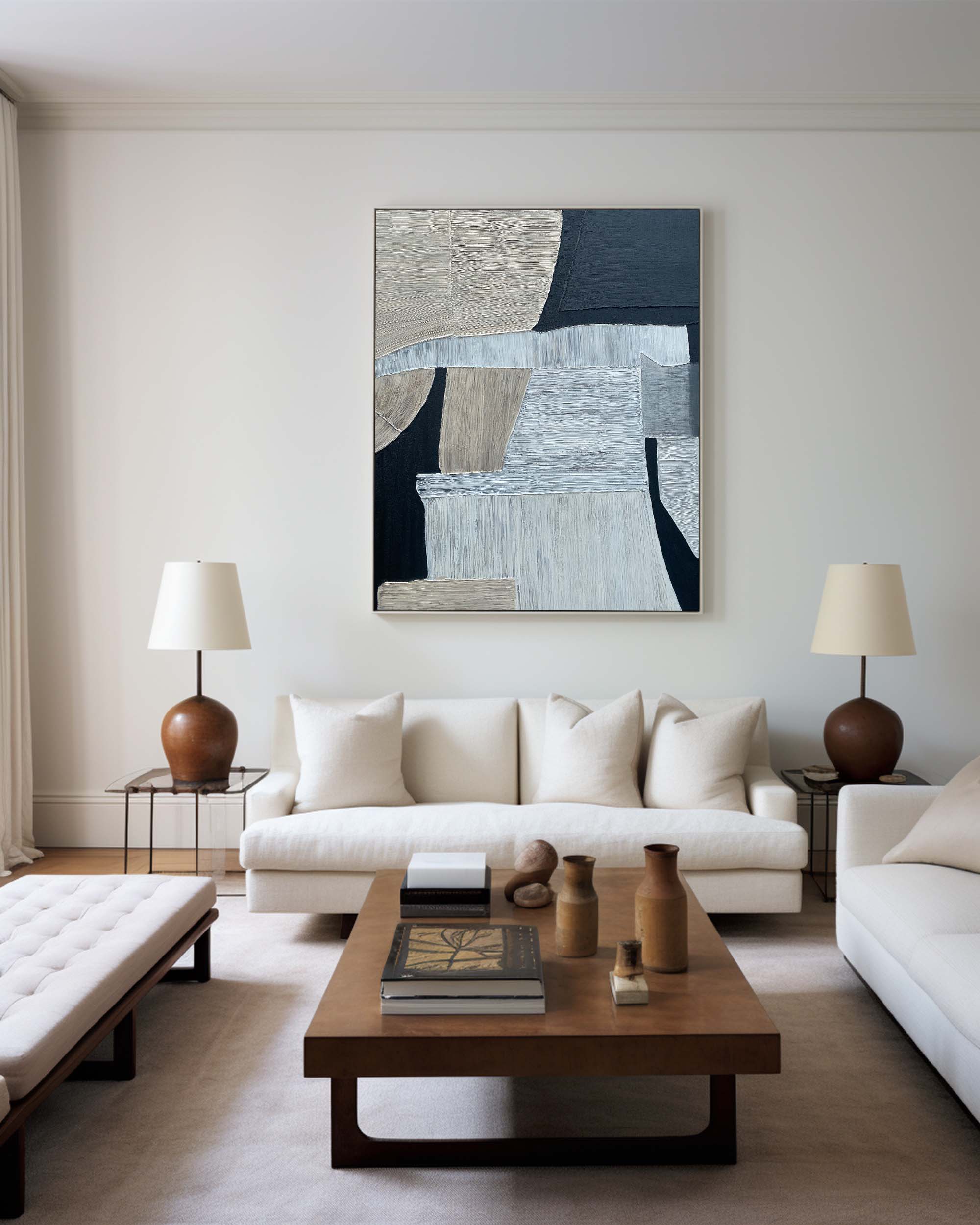 Peinture abstraite noir et gris #ABAV209