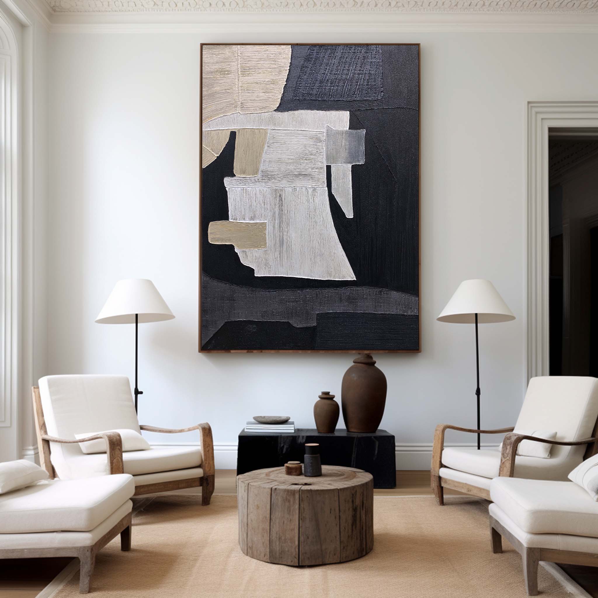 Peinture abstraite noir et marron #ABAV278