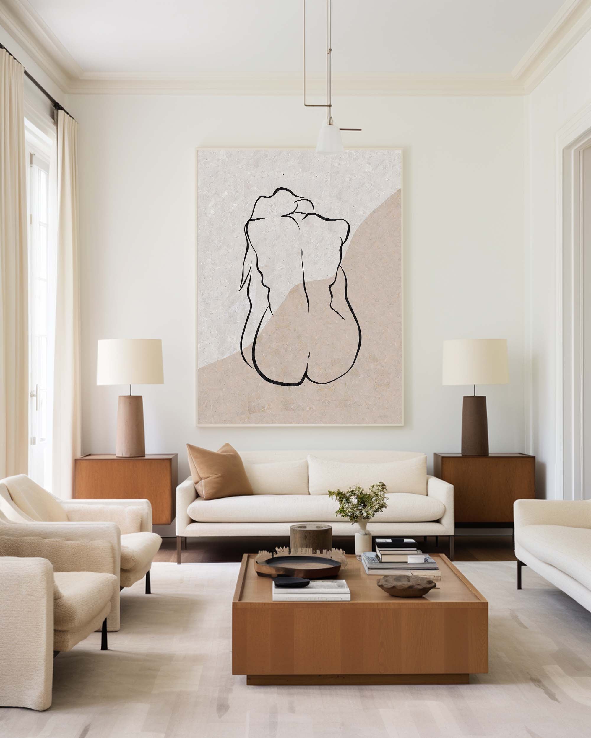 Peinture abstraite minimaliste beige #ABAV202