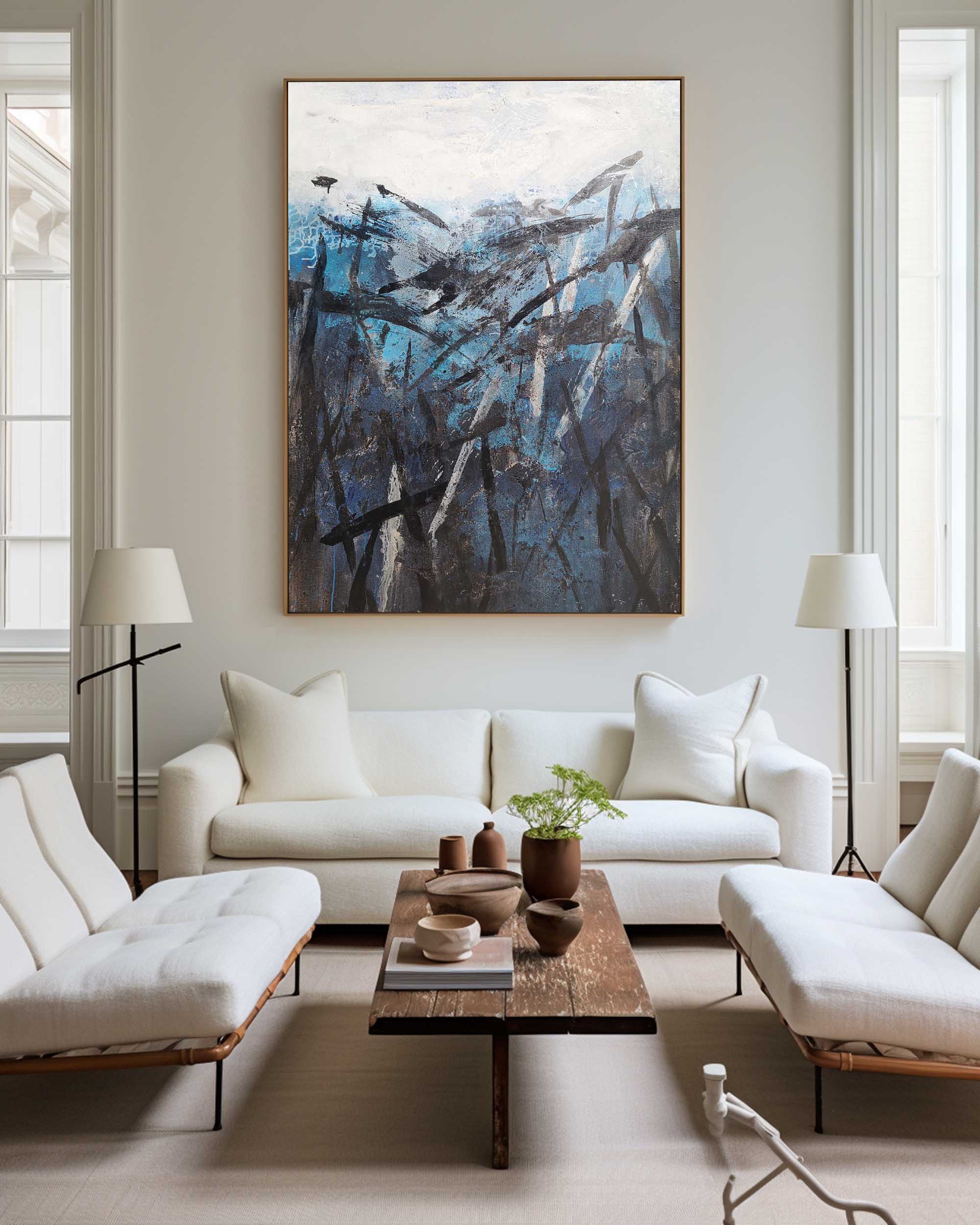 Dark And BLue Abstract Painting #ABAV93