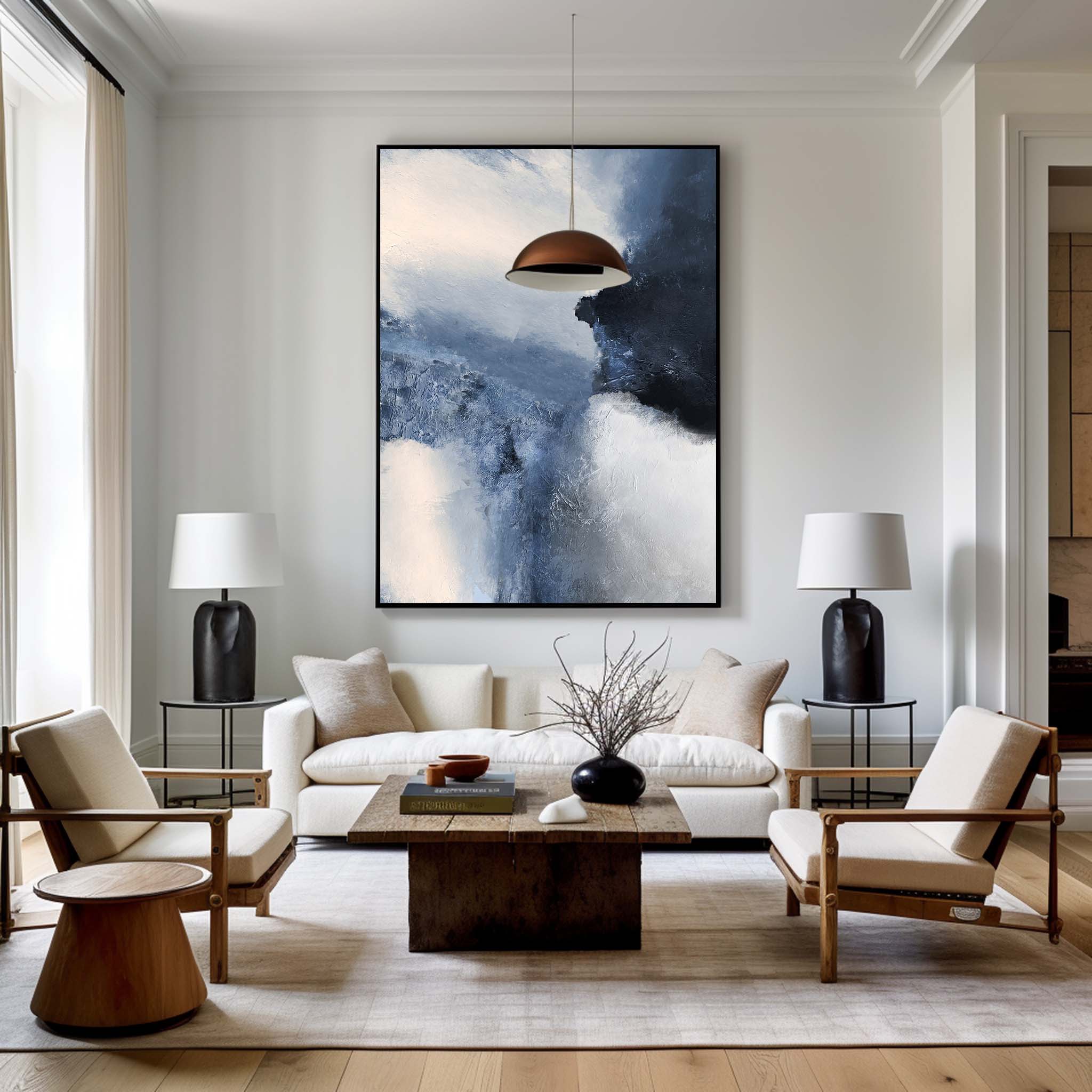 Blue White Abstract Painting #ABAV22