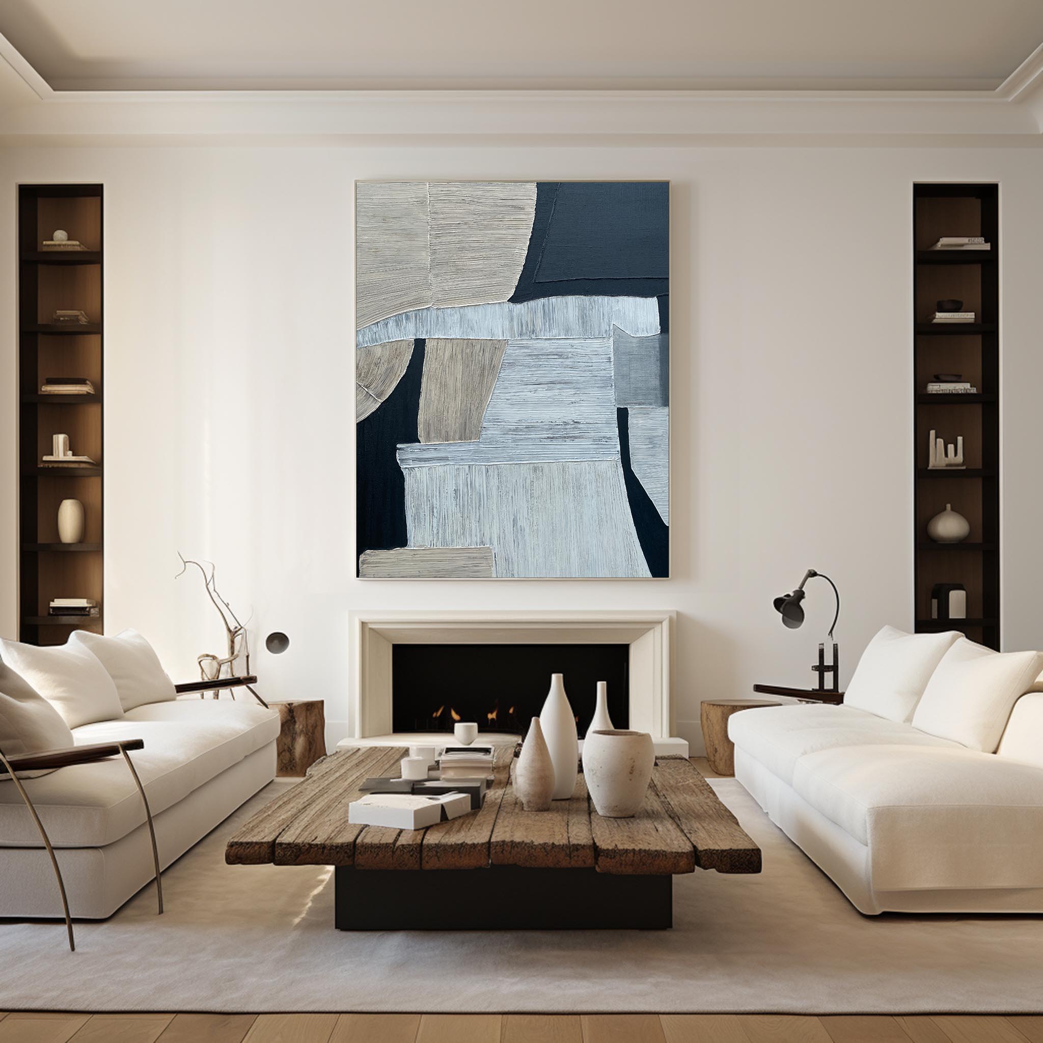 Peinture abstraite noir et gris #ABAV209