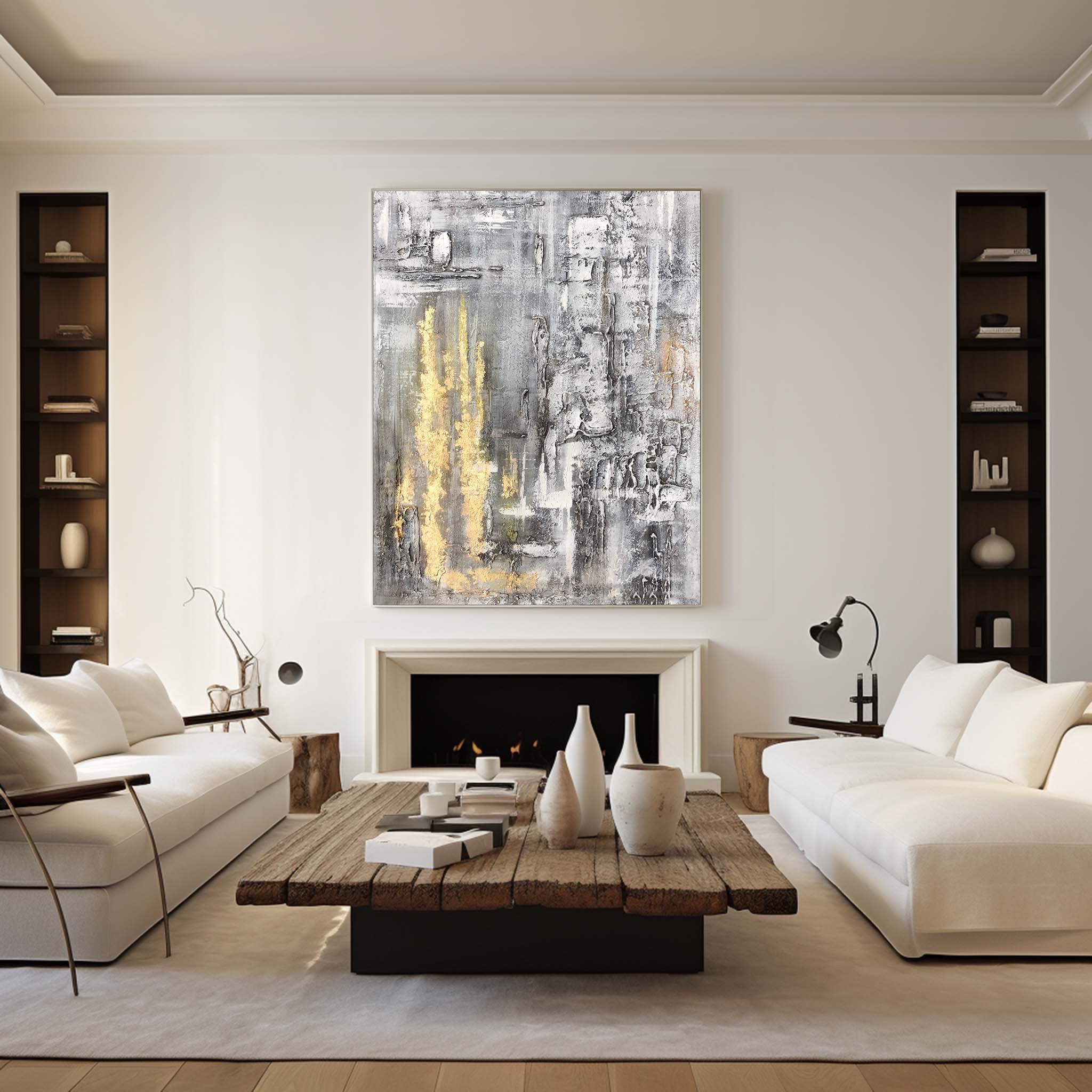 Grey And Gold Abstract Art #ABAV75