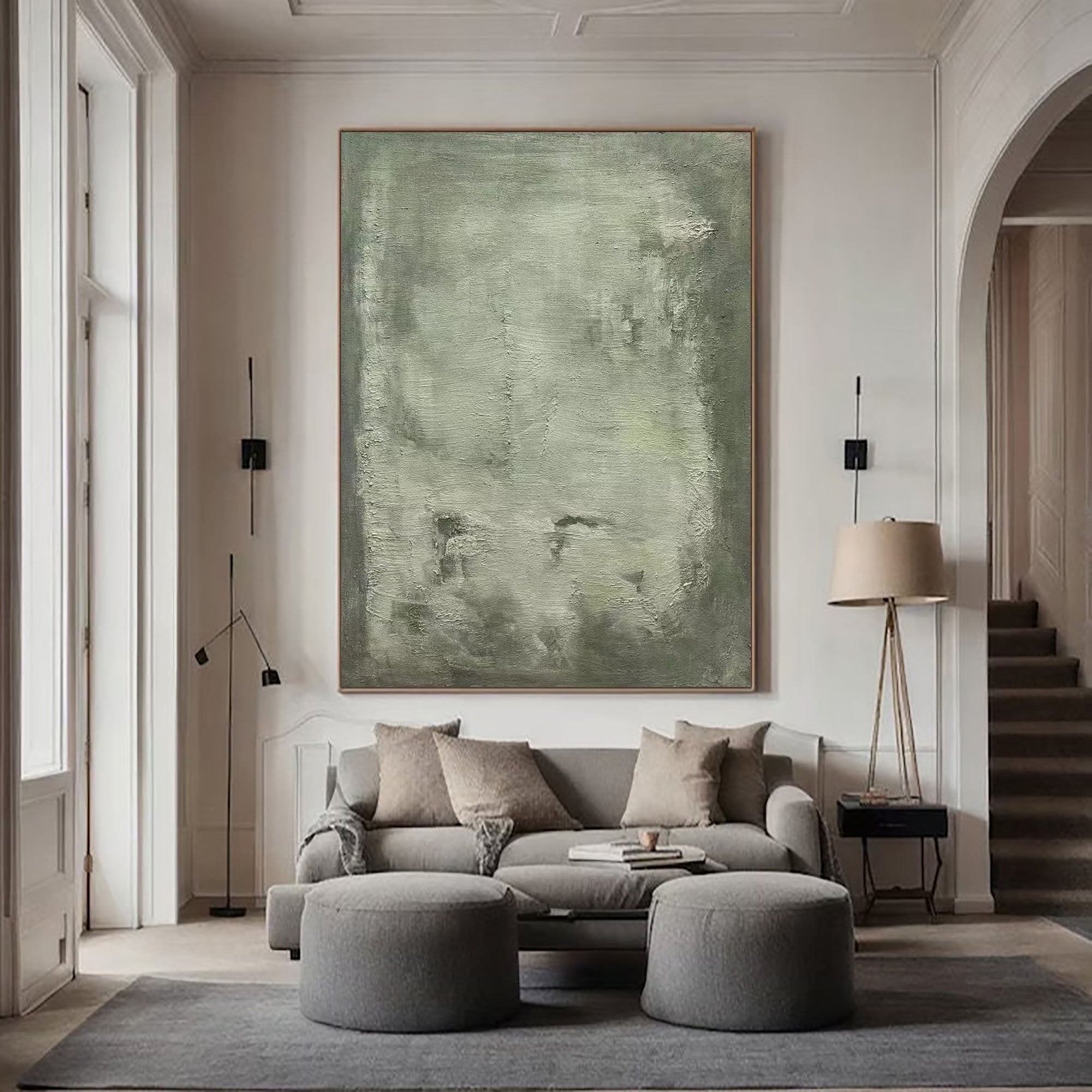 Abstract Canvas Wall Art - Minimalist White Painting for Modern Homes #BBS 032