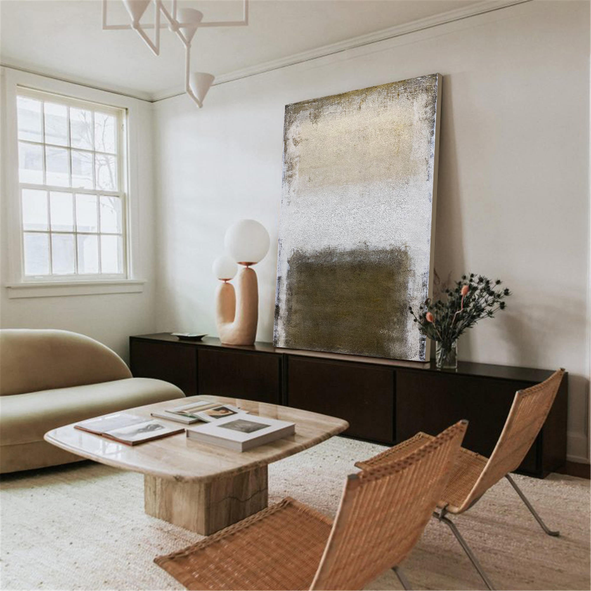Peinture minimaliste marron blanc #ABAV107