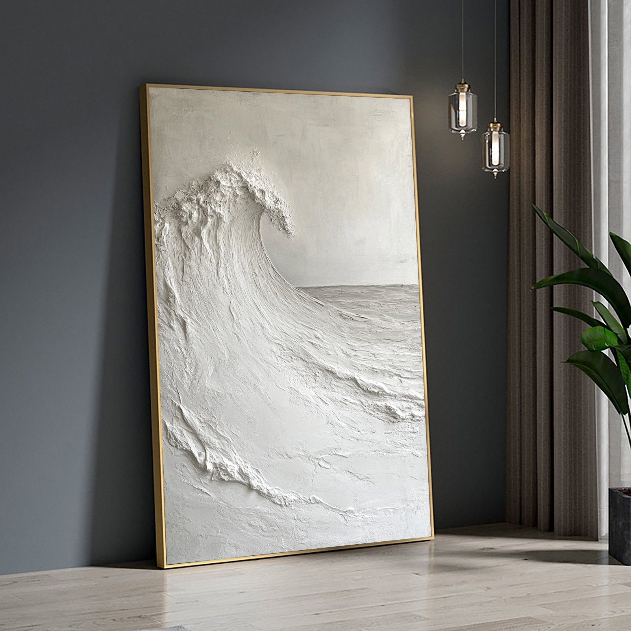 Majestic Ocean Wave Textured Canvas for Elegant Coastal Home Decor #BBM 055