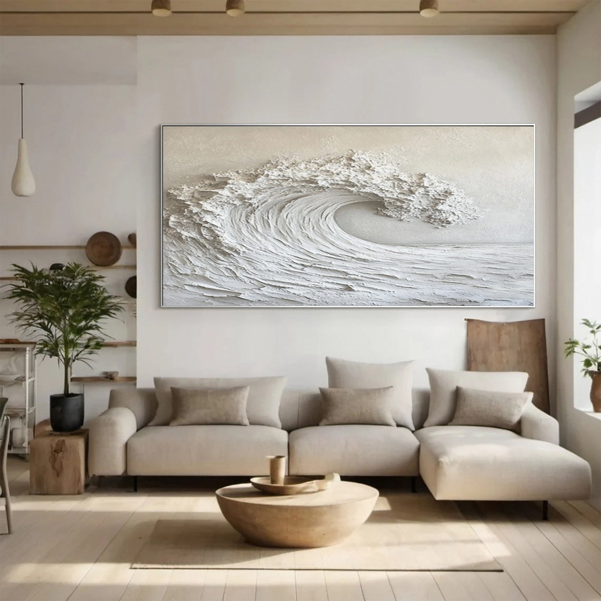 Large Abstract Sea Waves Artwork for Contemporary Wall Decor #OP 017