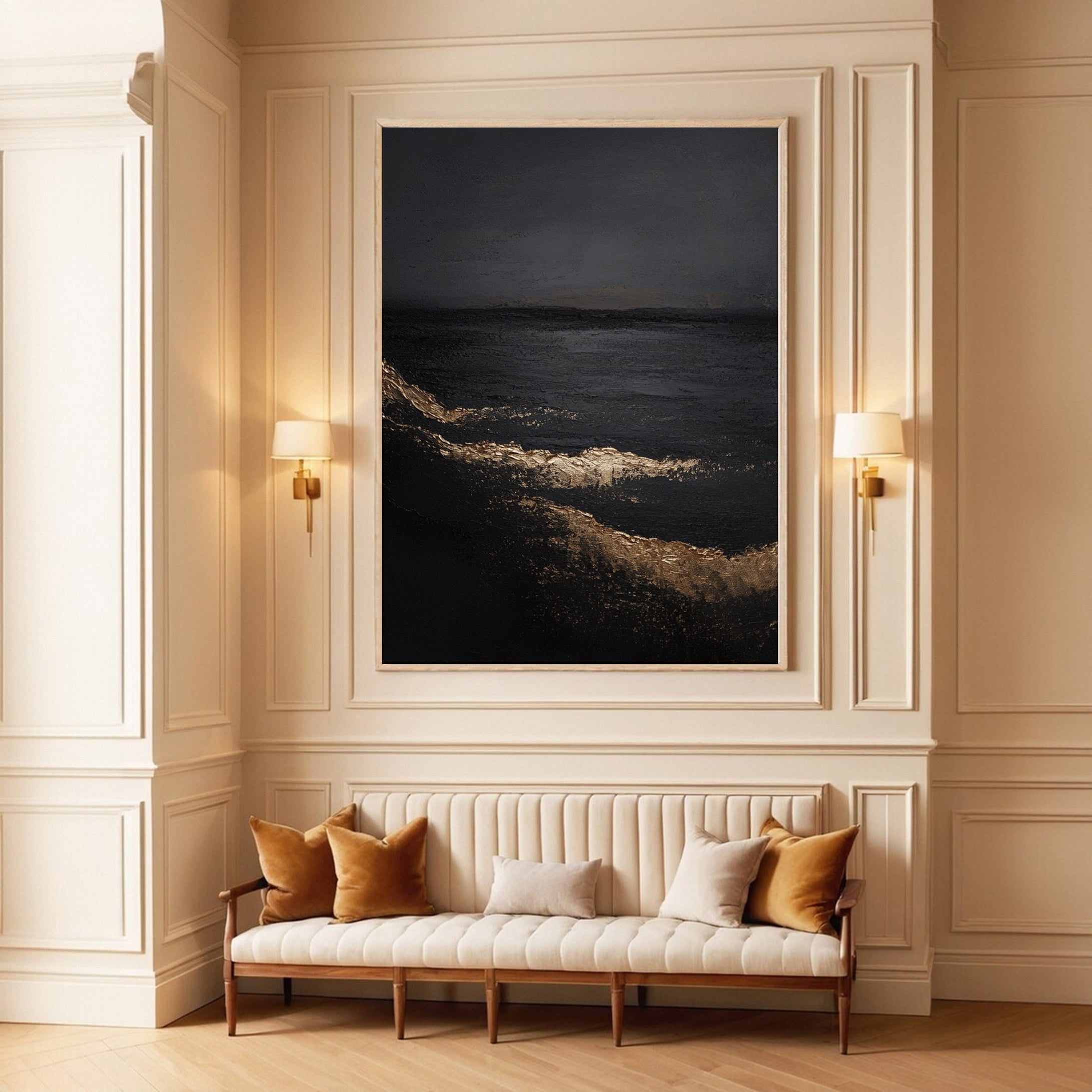 Monochrome Elegance Textured Black Abstract Wall Art #BM 131