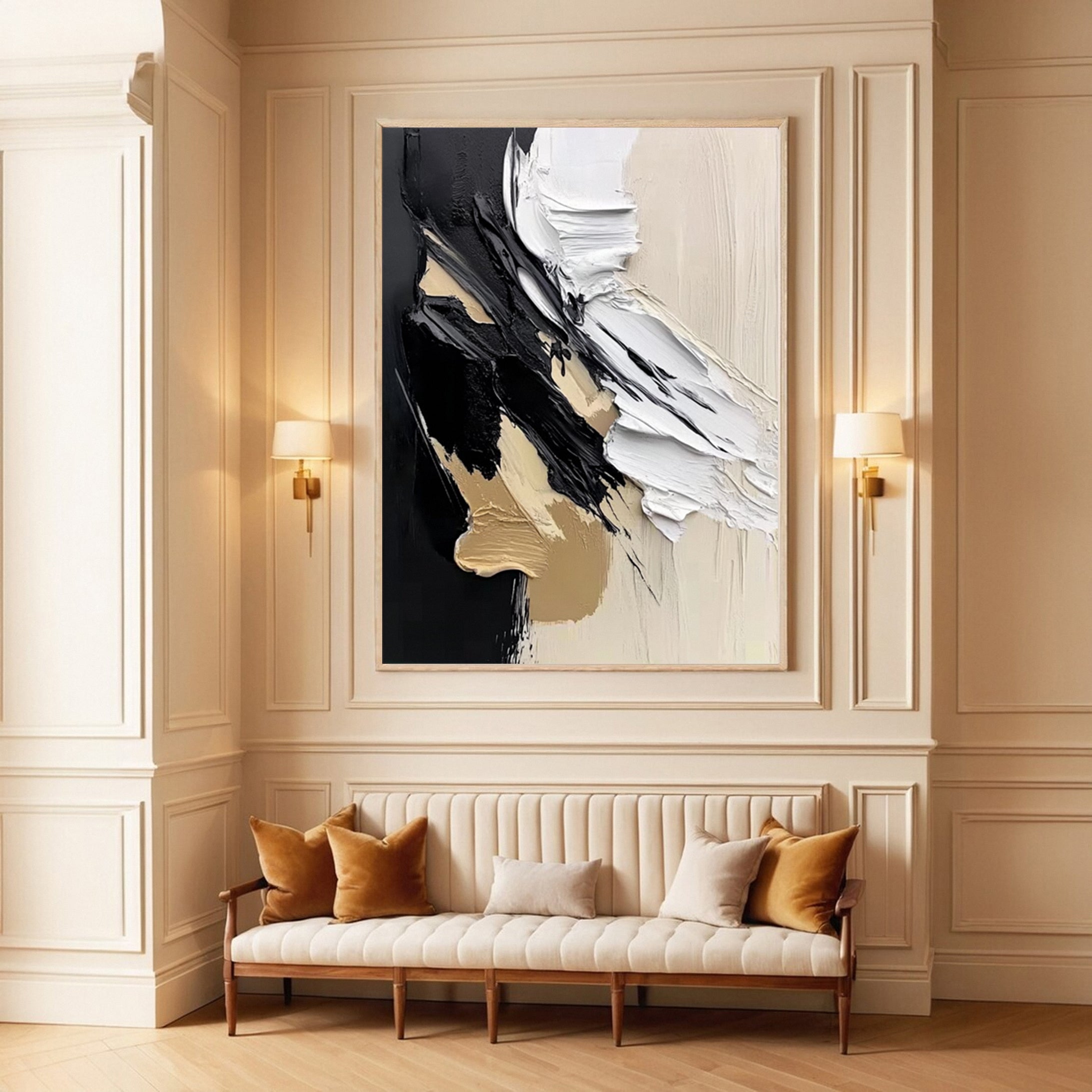 Modern Art Canvas Bold Textures and Metallic Gold Accents #BBM 062