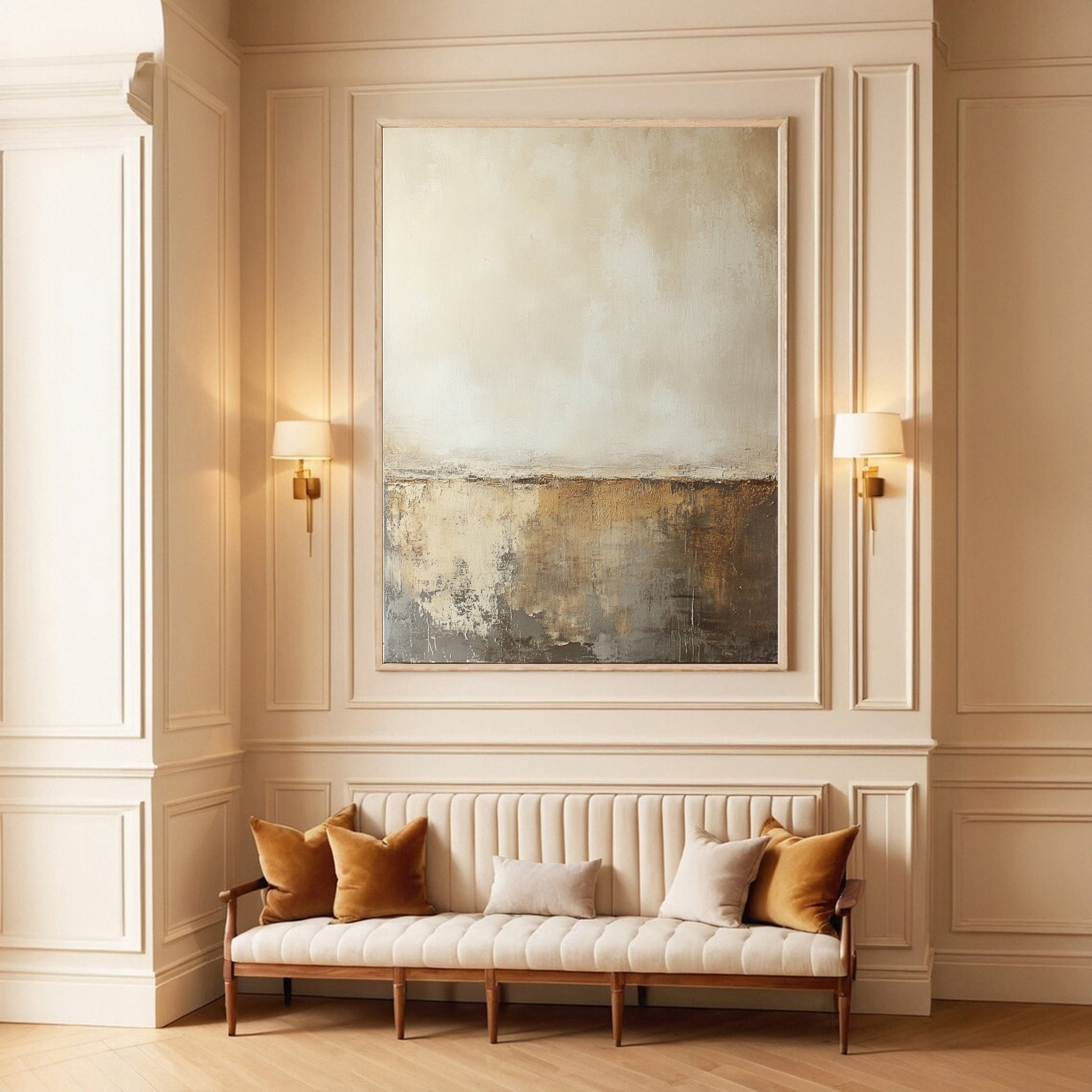 Abstract Serenity Large Beige Artwork for Living Rooms #BBA 089