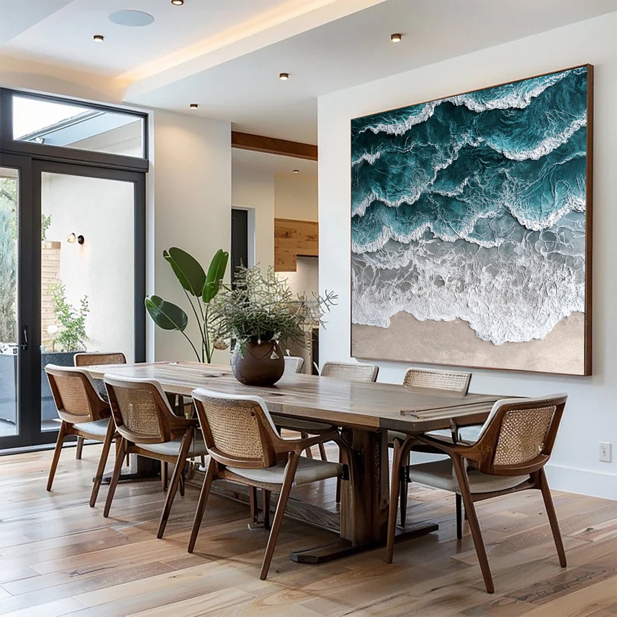 Large Abstract Seascape Canvas Textured Waves for Elegant Interiors #OP 025