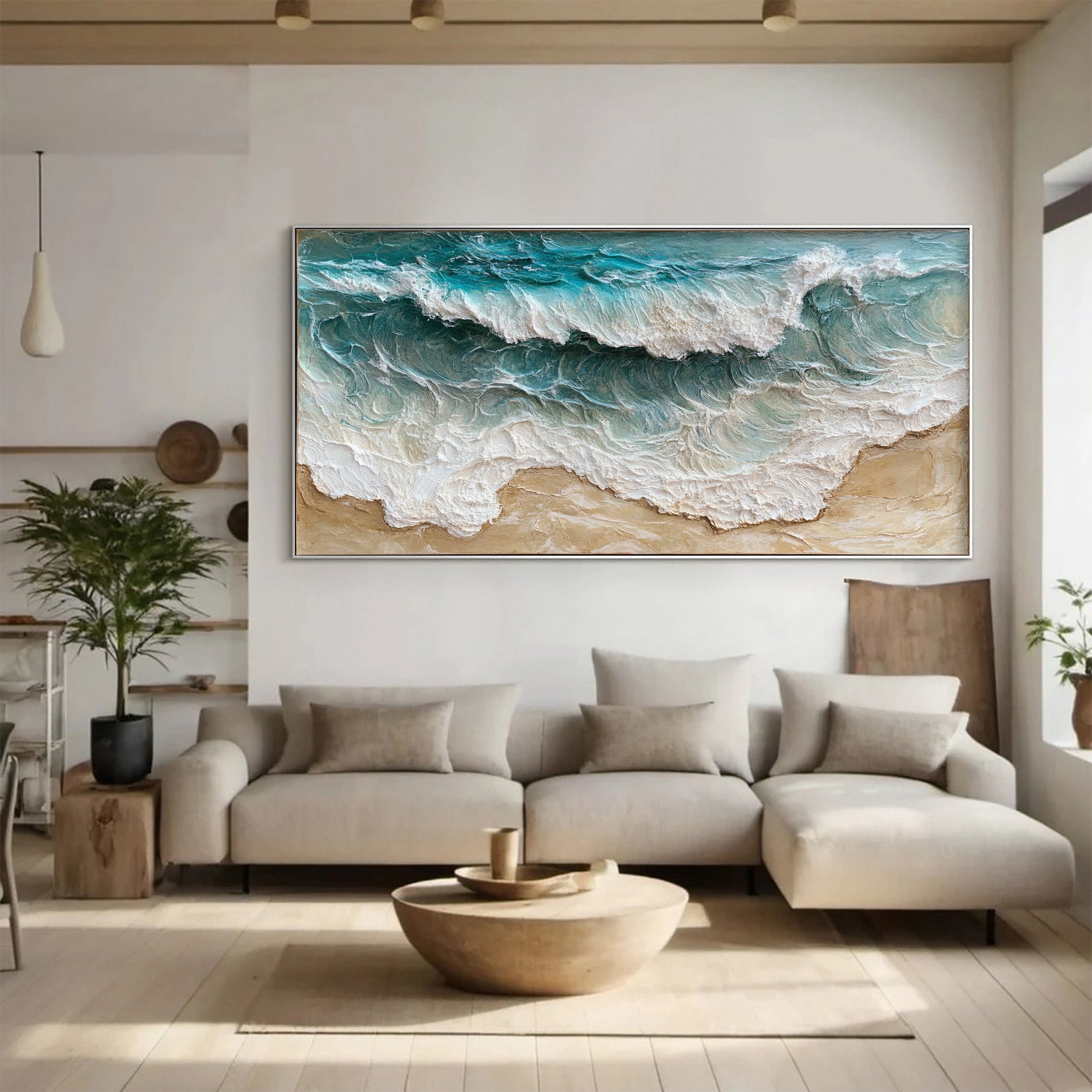 Large Abstract Sea Waves Artwork for Contemporary Wall Decor #OP 011