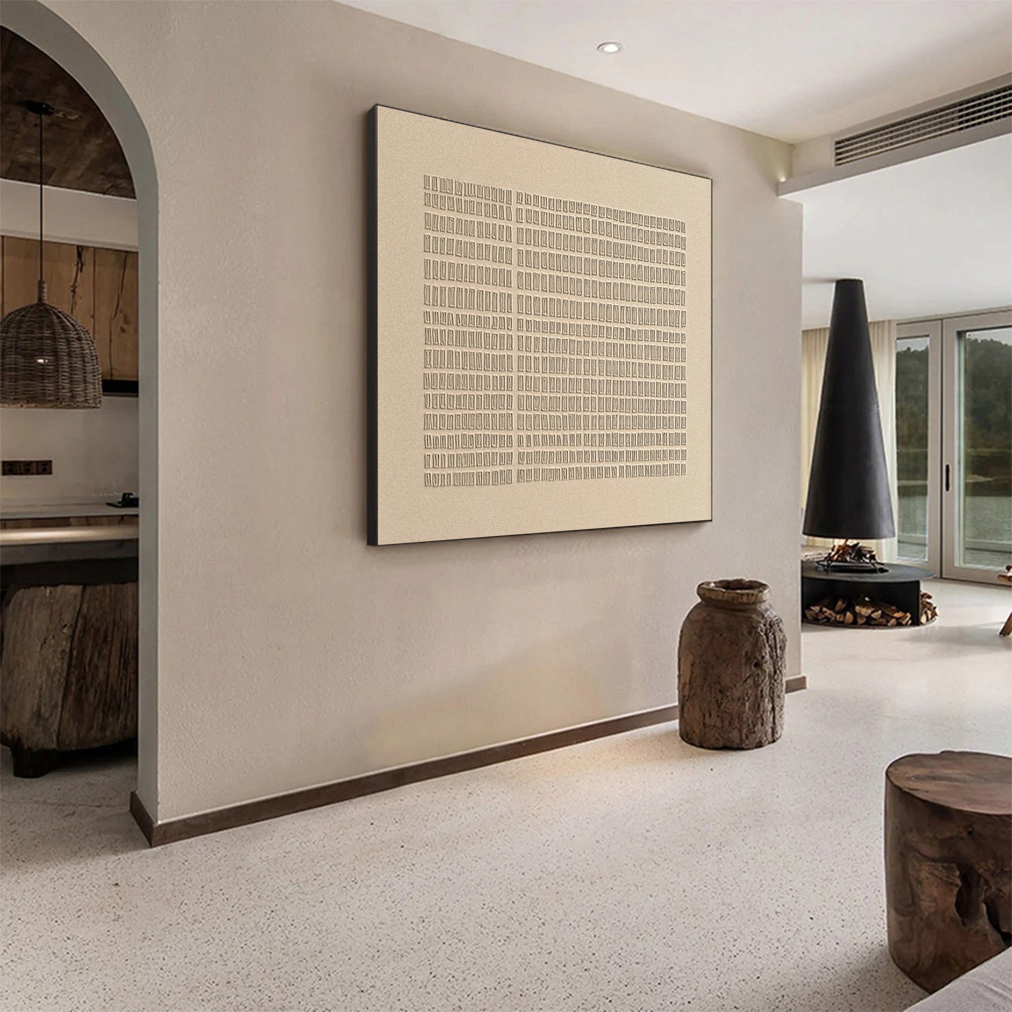 Quiet Harmony Modern Textured Wabi Sabi Canvas #WS 043