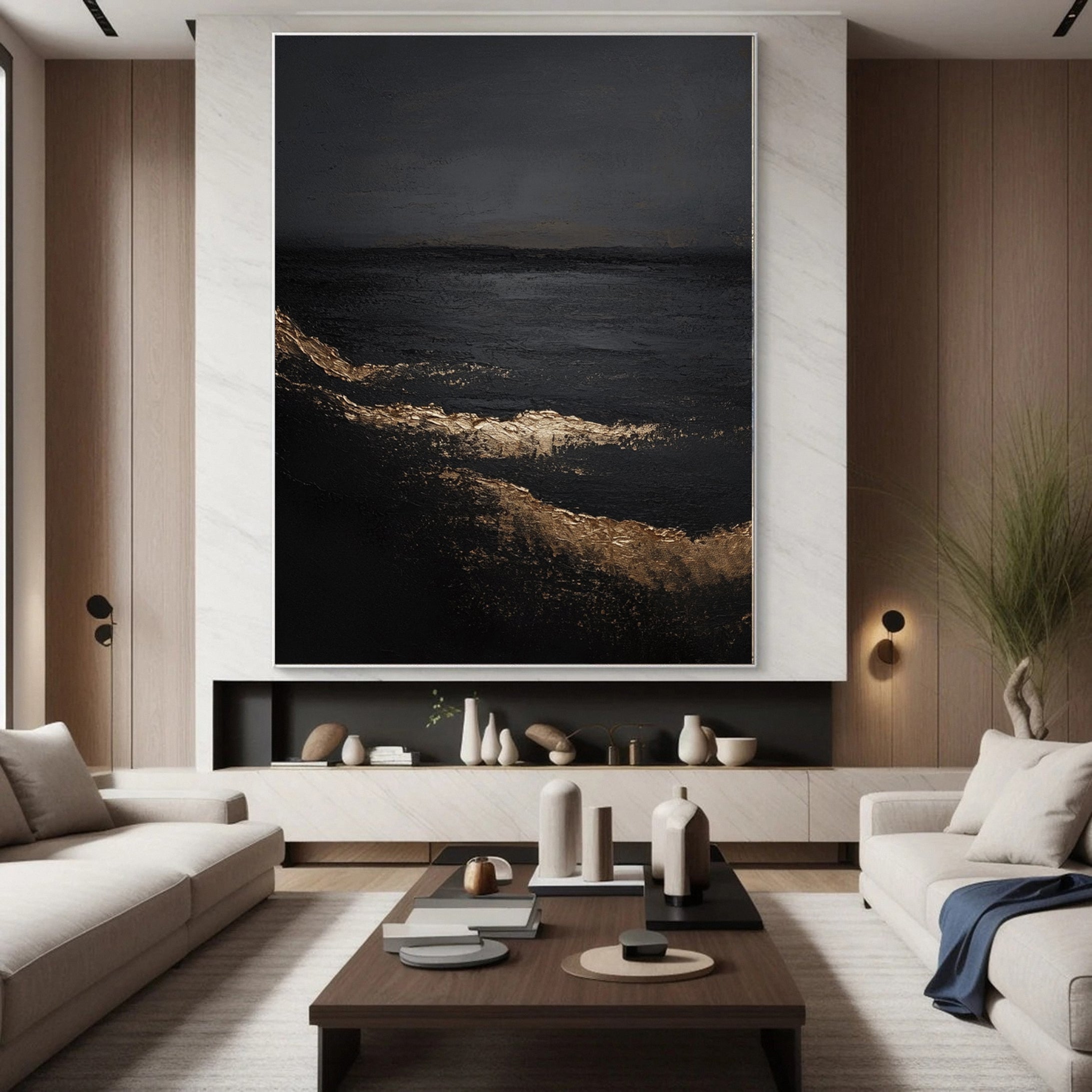 Monochrome Elegance Textured Black Abstract Wall Art #BM 131