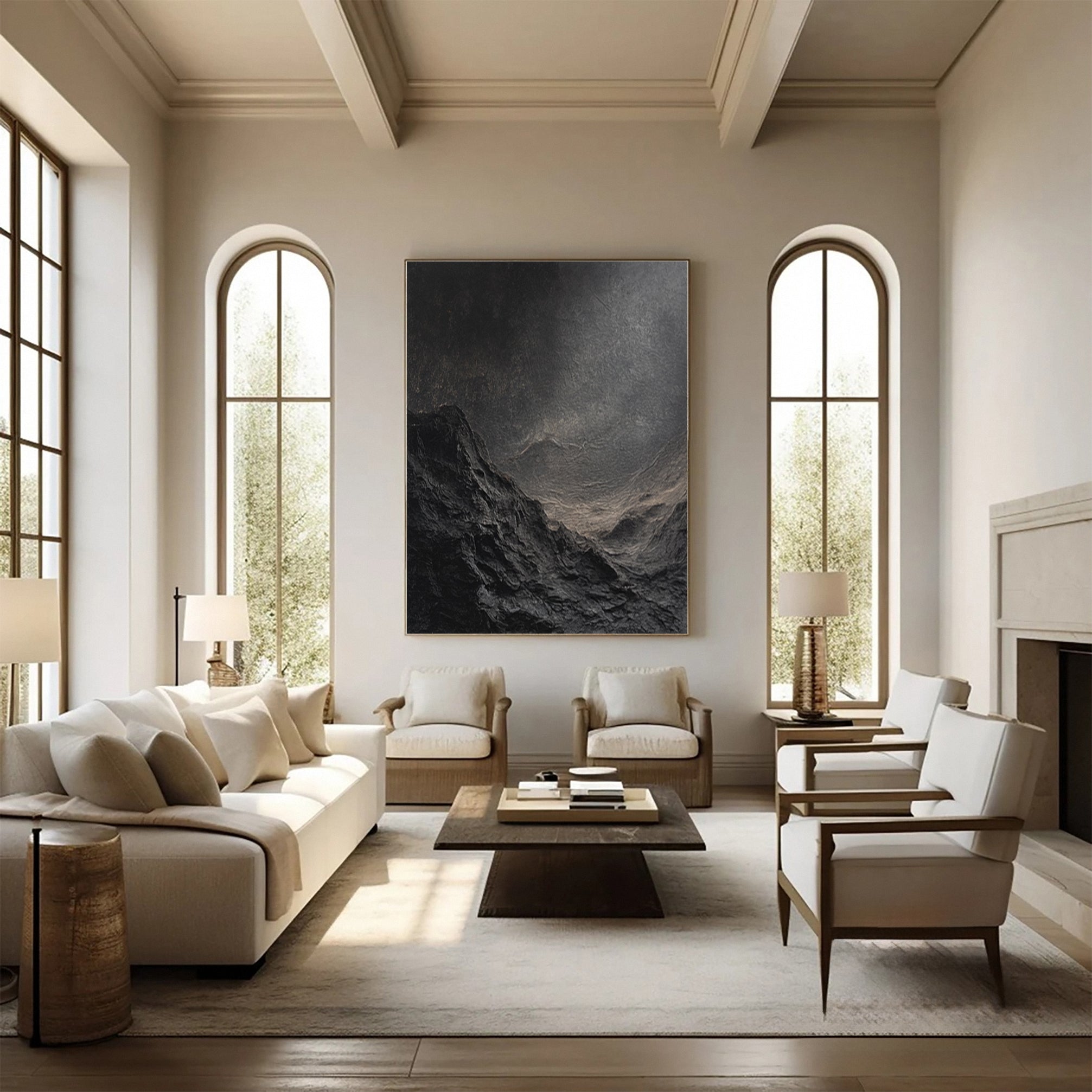 Monochrome Elegance Textured Black Abstract Wall Art #BM 121