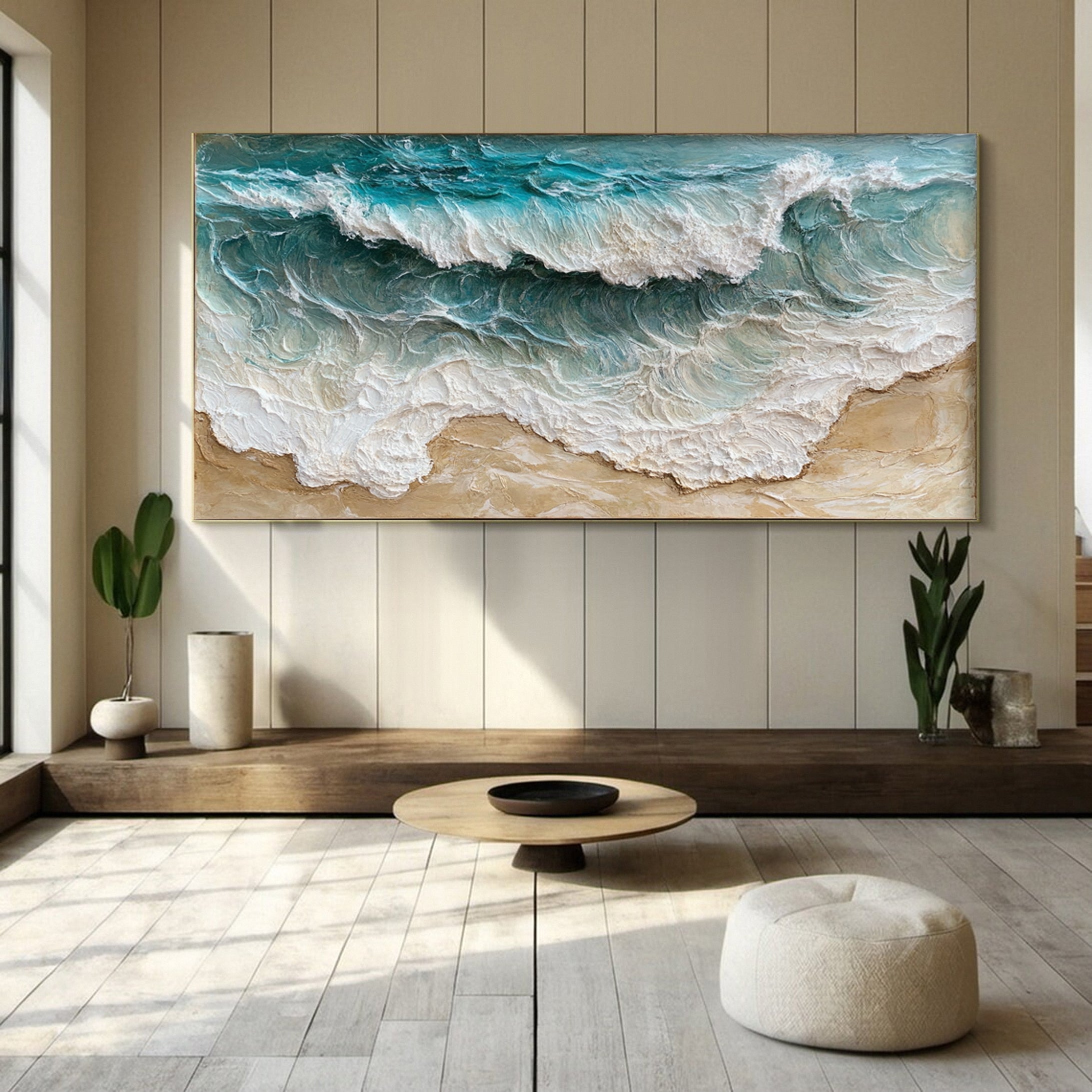 Large Abstract Sea Waves Artwork for Contemporary Wall Decor #OP 011