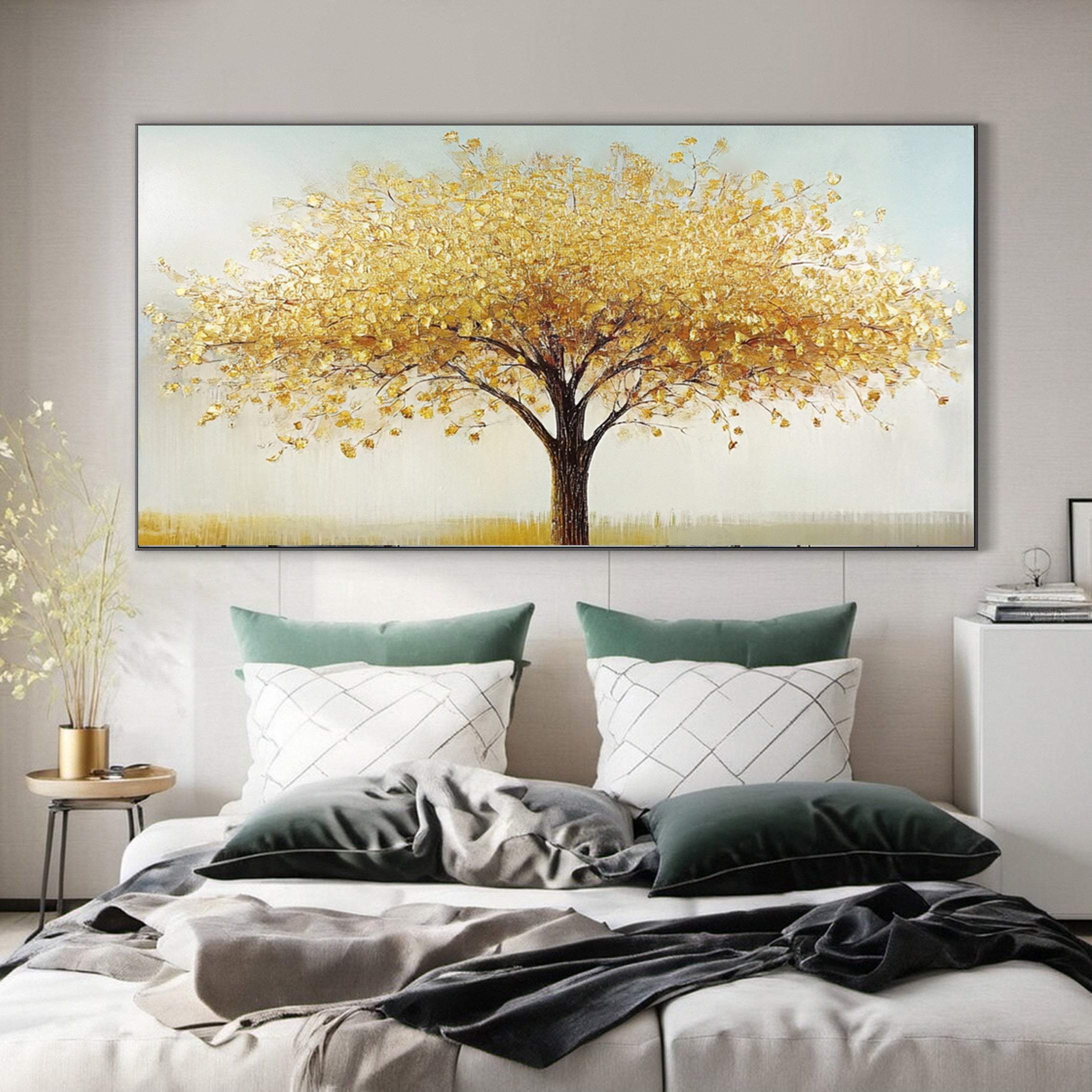 Golden Foliage Canvas Print Timeless Wall Art for Elegant Homes #CAP 040