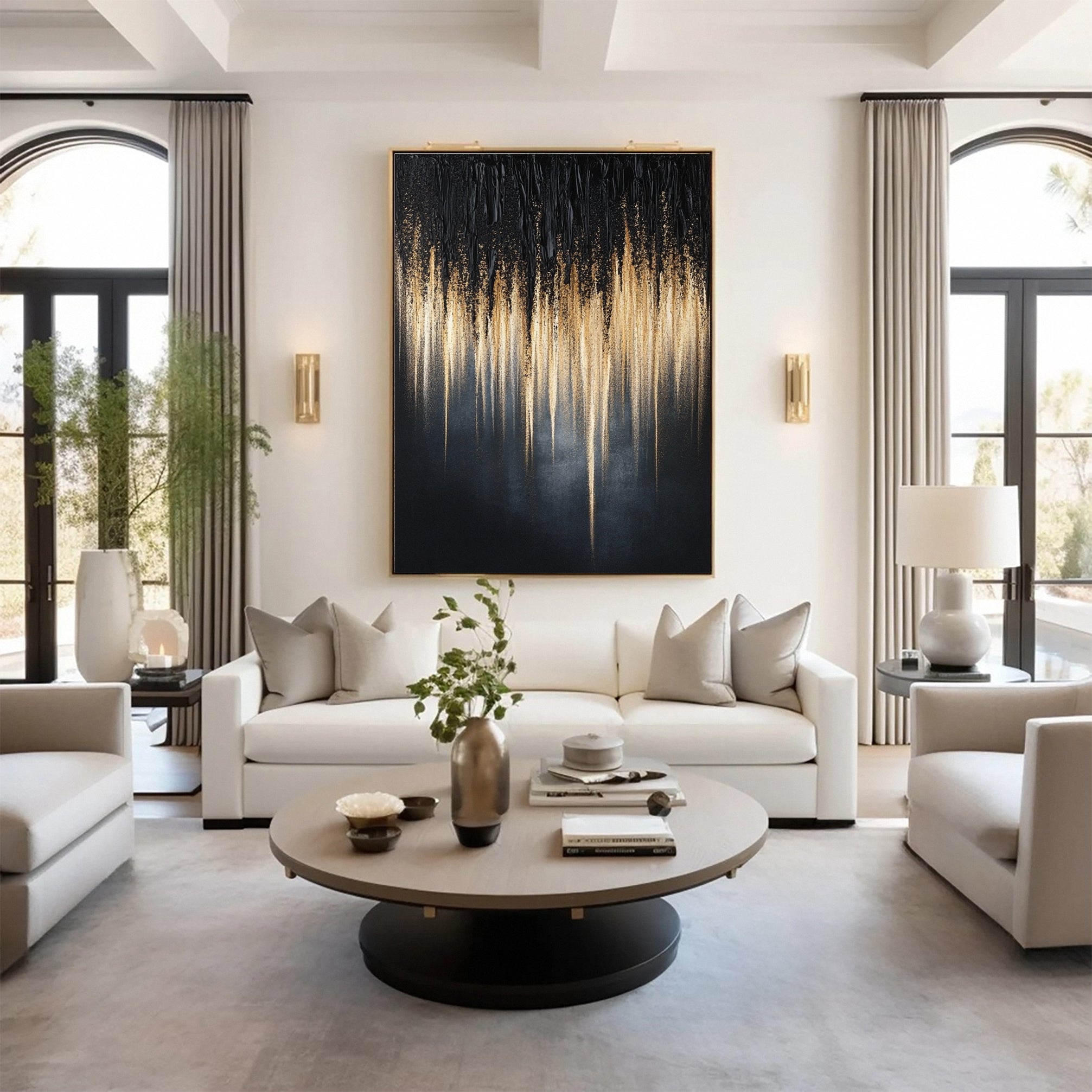 Black Gold Elegance Large Contemporary Wall Decor #BM 134