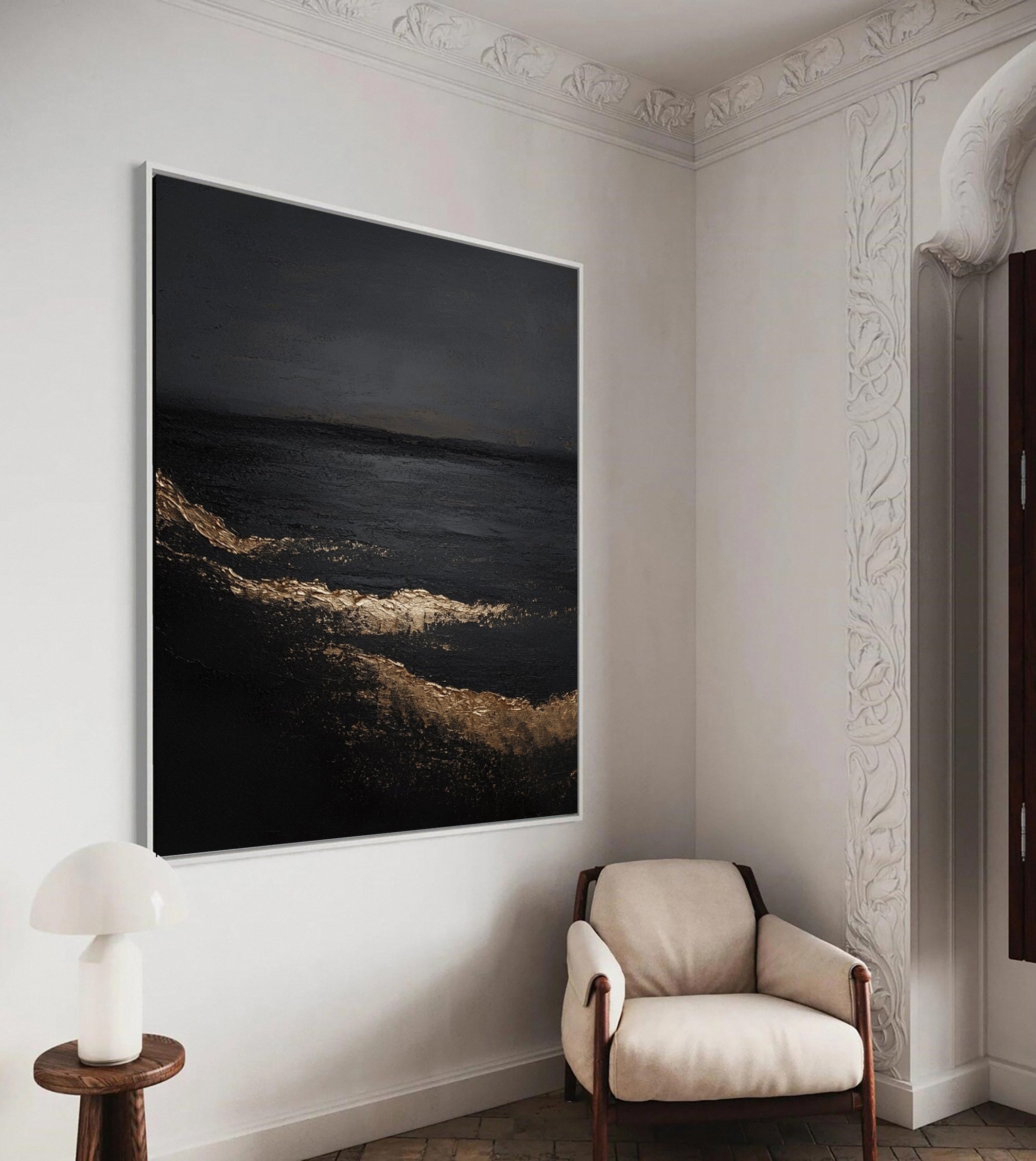 Monochrome Elegance Textured Black Abstract Wall Art #BM 131