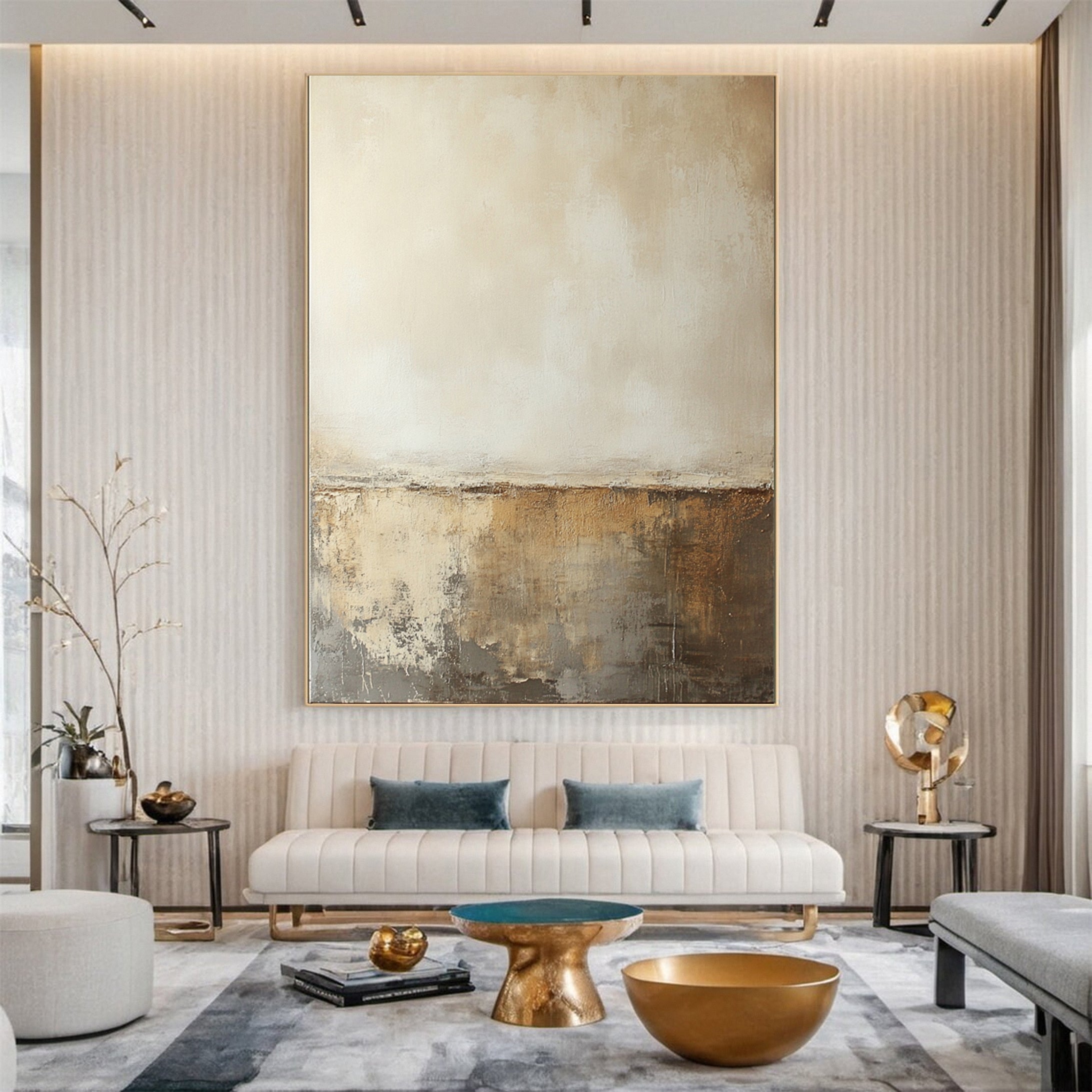 Abstract Serenity Large Beige Artwork for Living Rooms #BBA 089