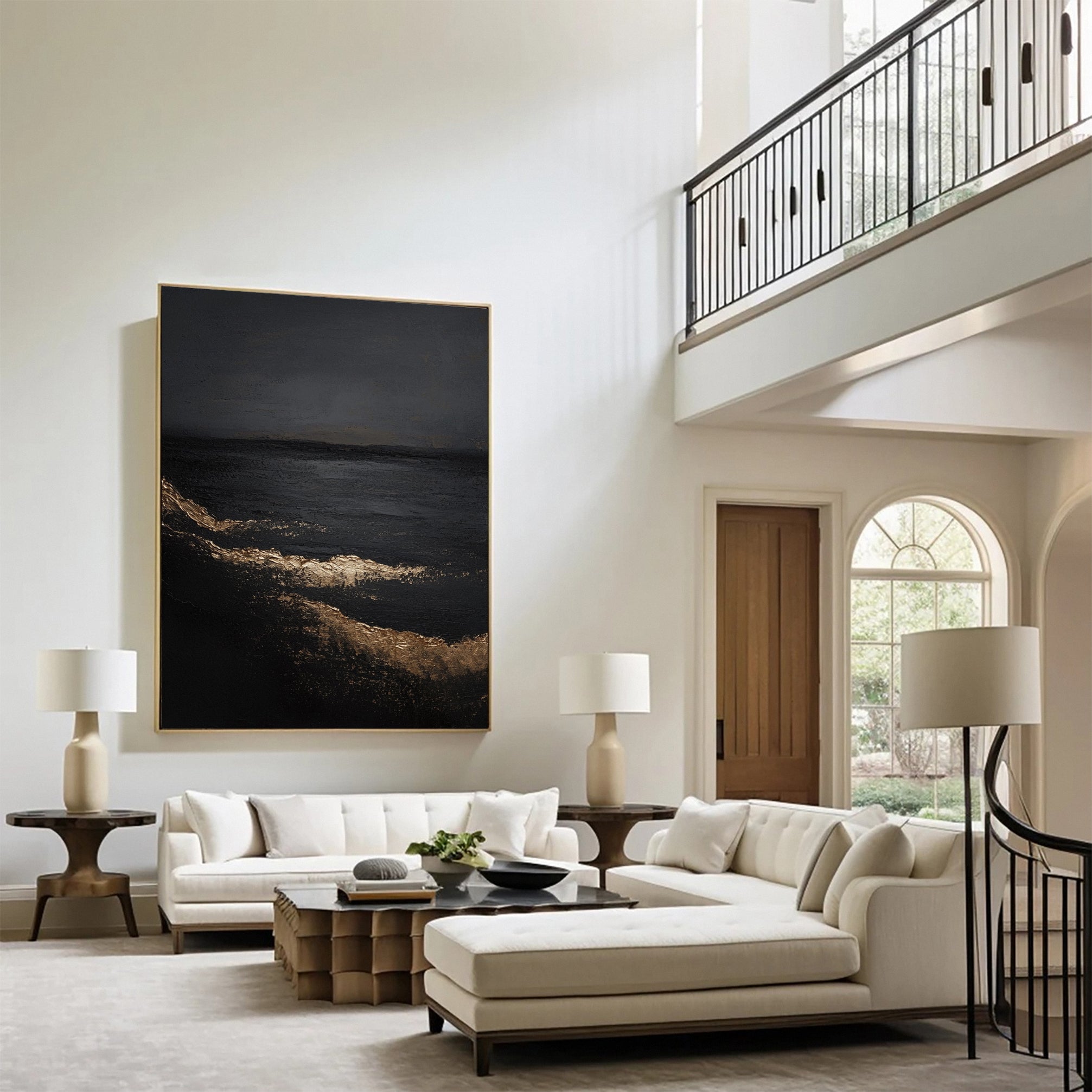 Monochrome Elegance Textured Black Abstract Wall Art #BM 131
