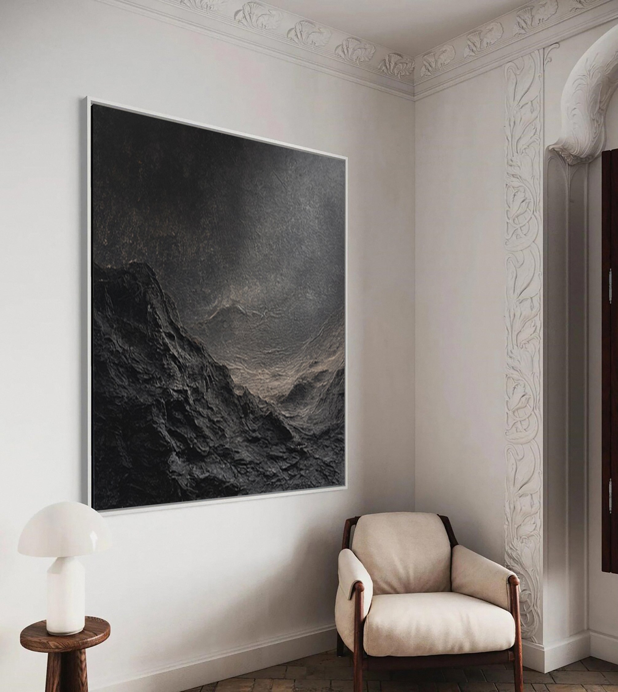 Monochrome Elegance Textured Black Abstract Wall Art #BM 121