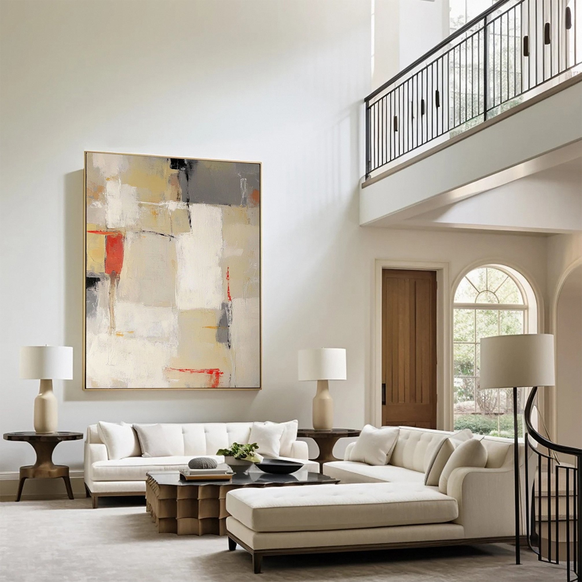 Neutral Palette Abstract Art with Vibrant Accents Canvas #BBA 085