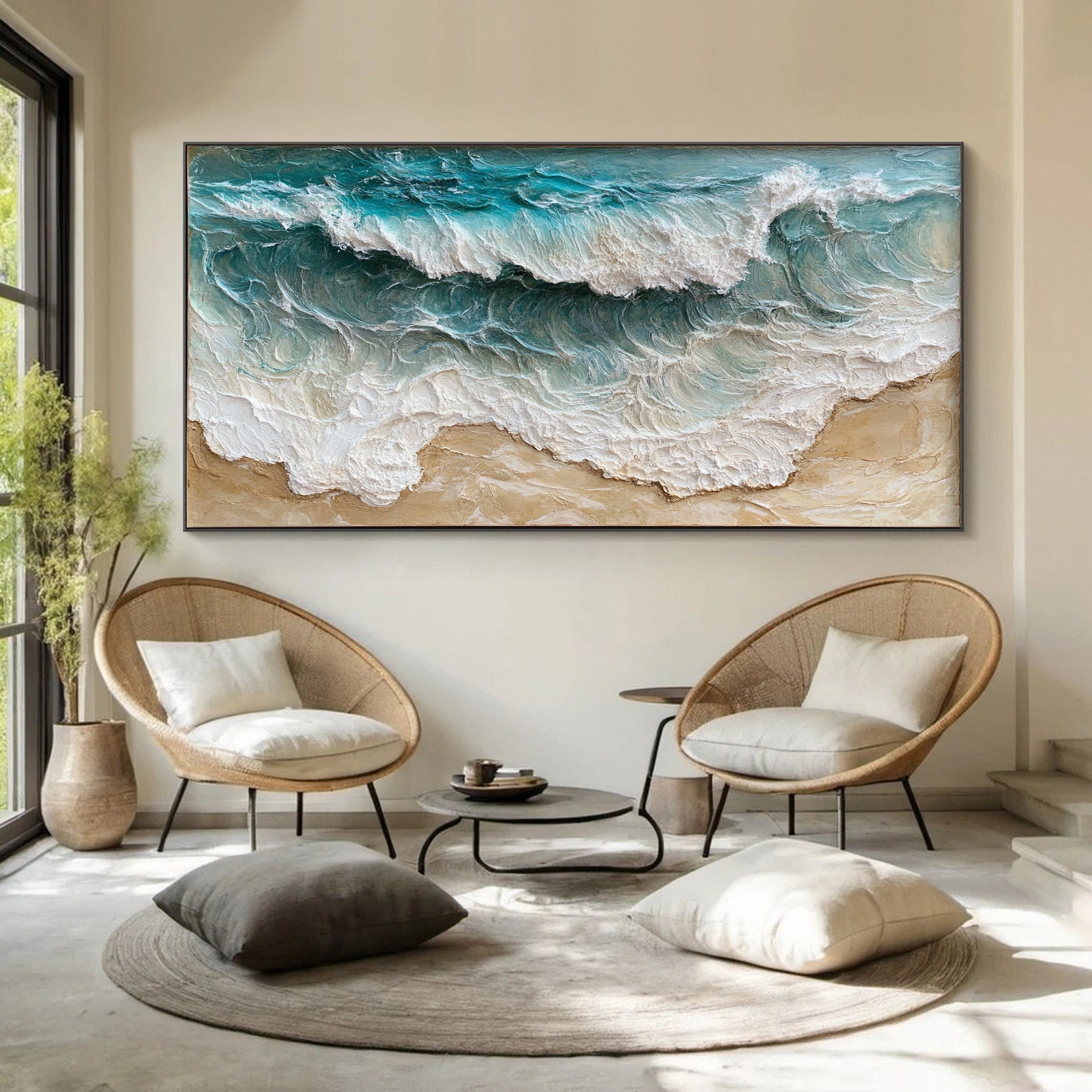 Large Abstract Sea Waves Artwork for Contemporary Wall Decor #OP 011