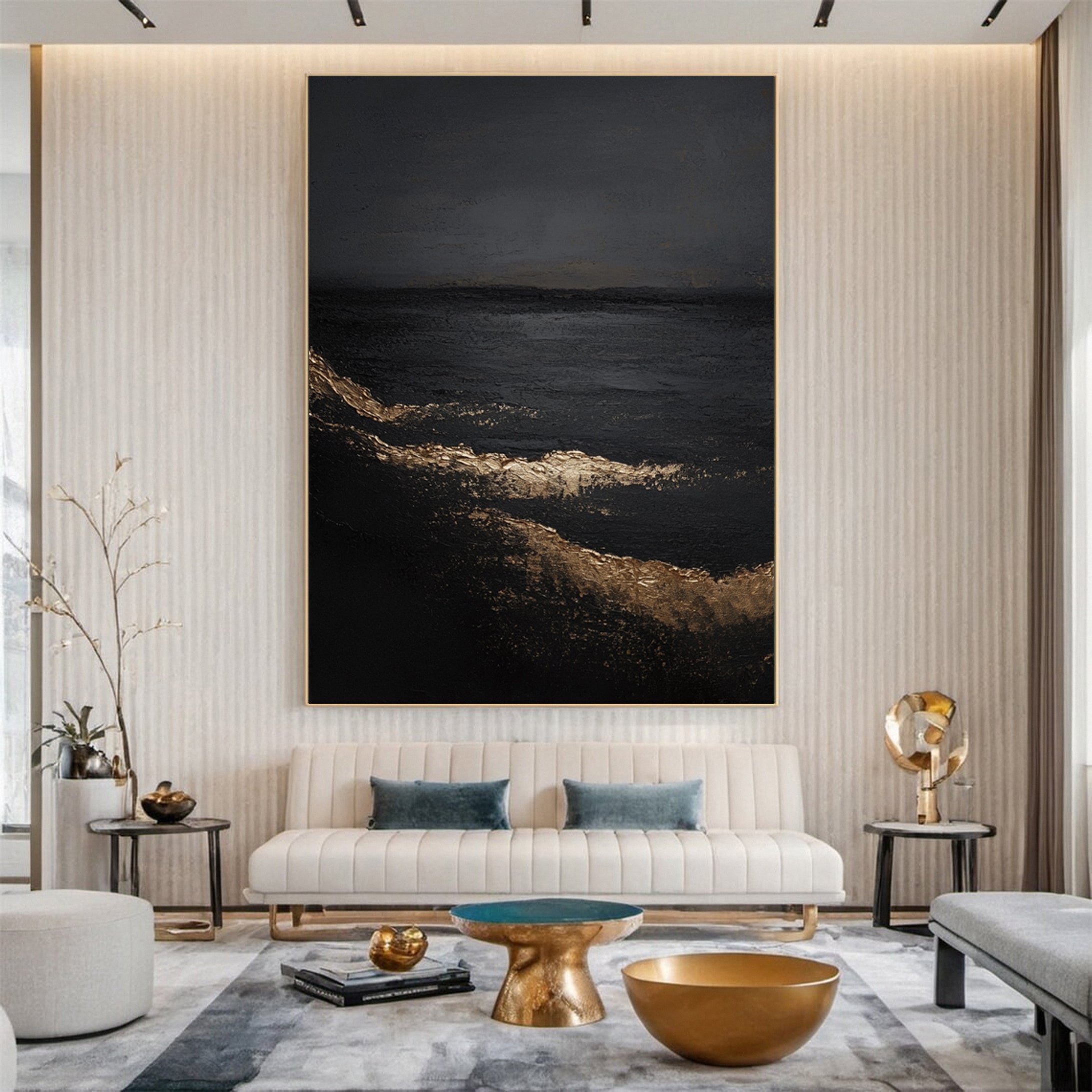 Monochrome Elegance Textured Black Abstract Wall Art #BM 131