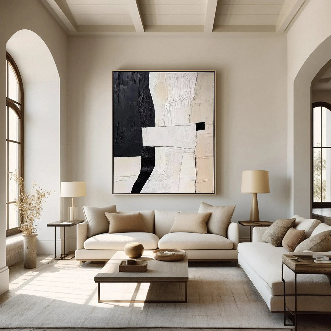 Modern Contrast Black & White Abstract Wall Art #BWA 018