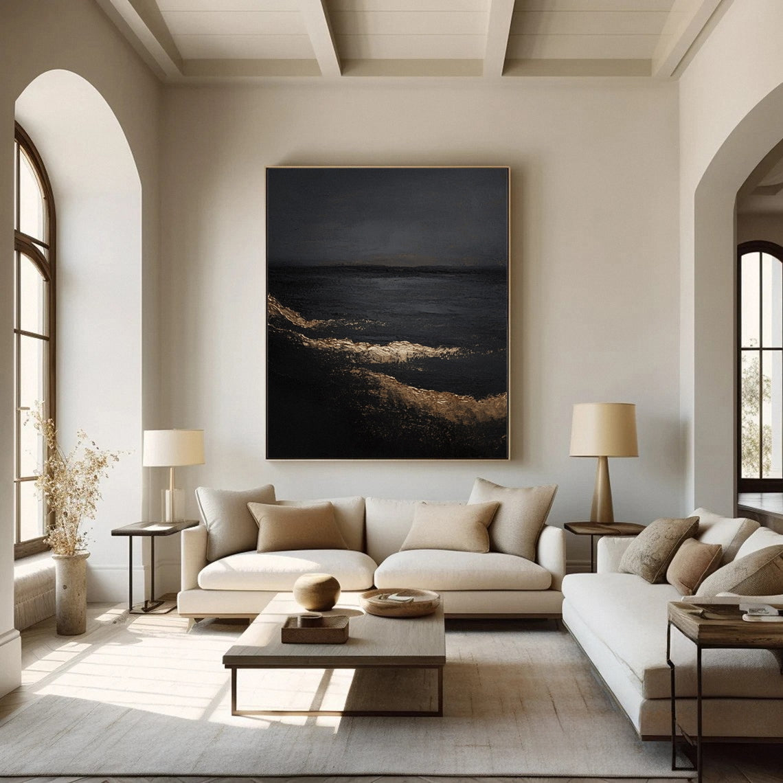 Monochrome Elegance Textured Black Abstract Wall Art #BM 131