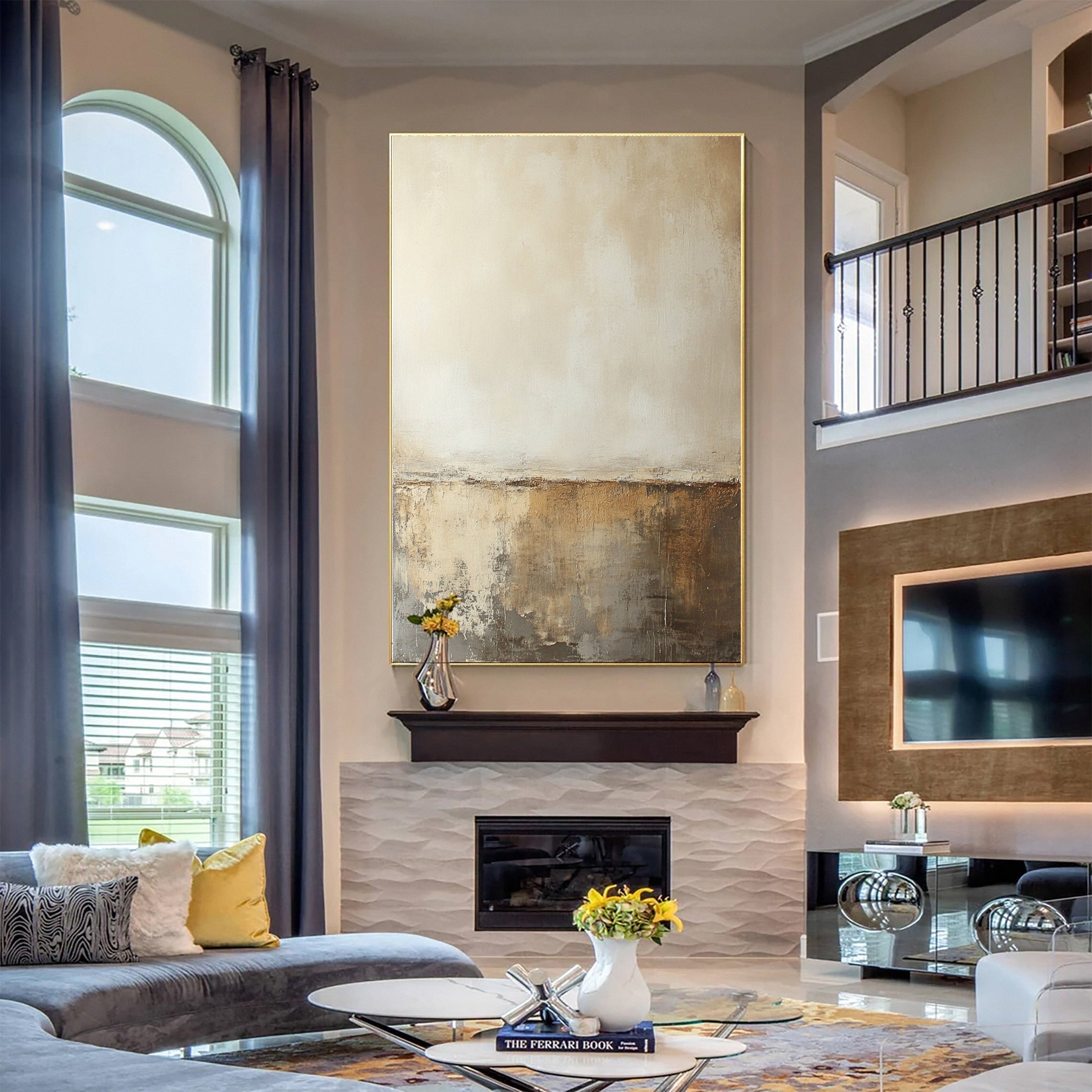 Abstract Serenity Large Beige Artwork for Living Rooms #BBA 089