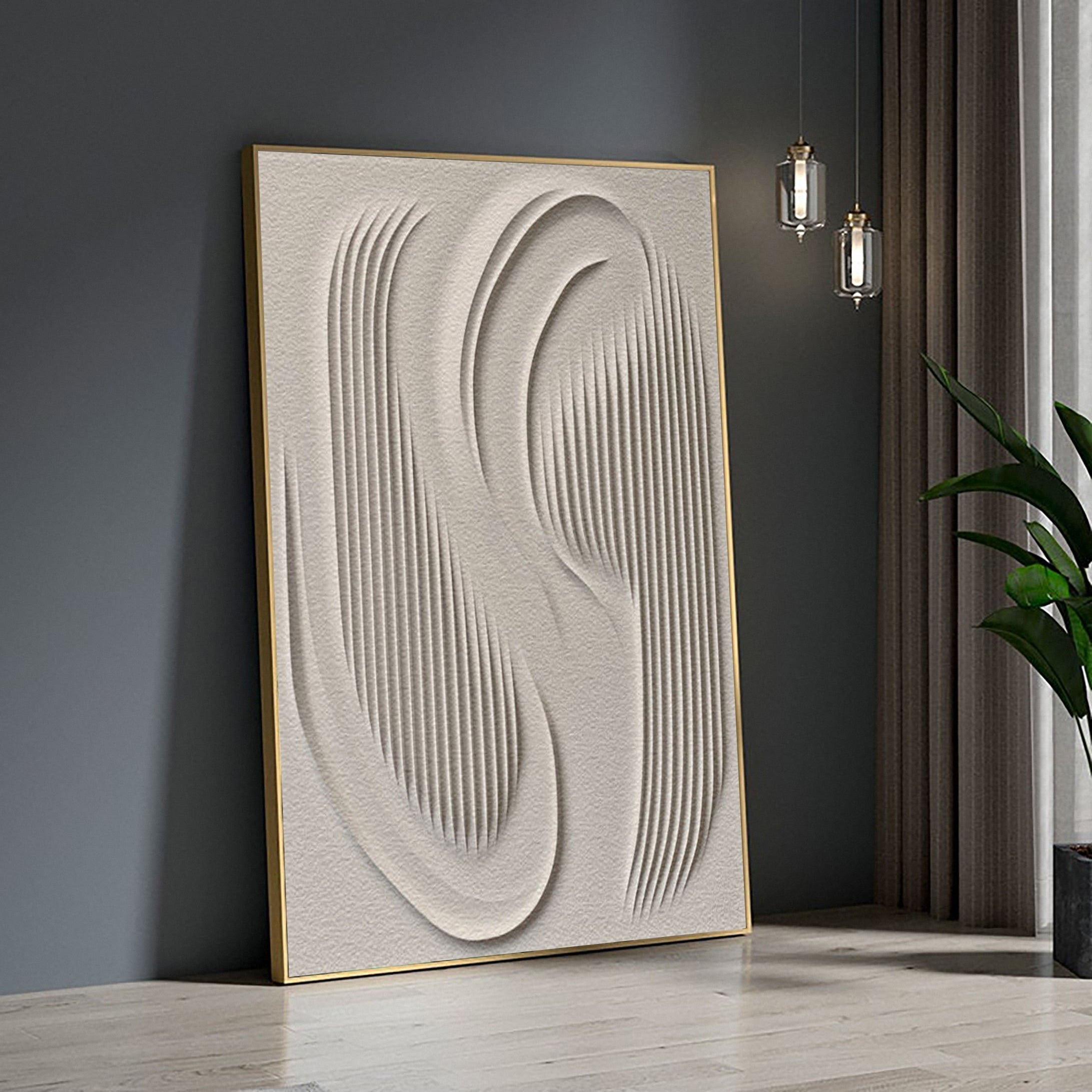 Large 3D Minimalist Abstract Canvas with Intricate Textured Design #BBM 041