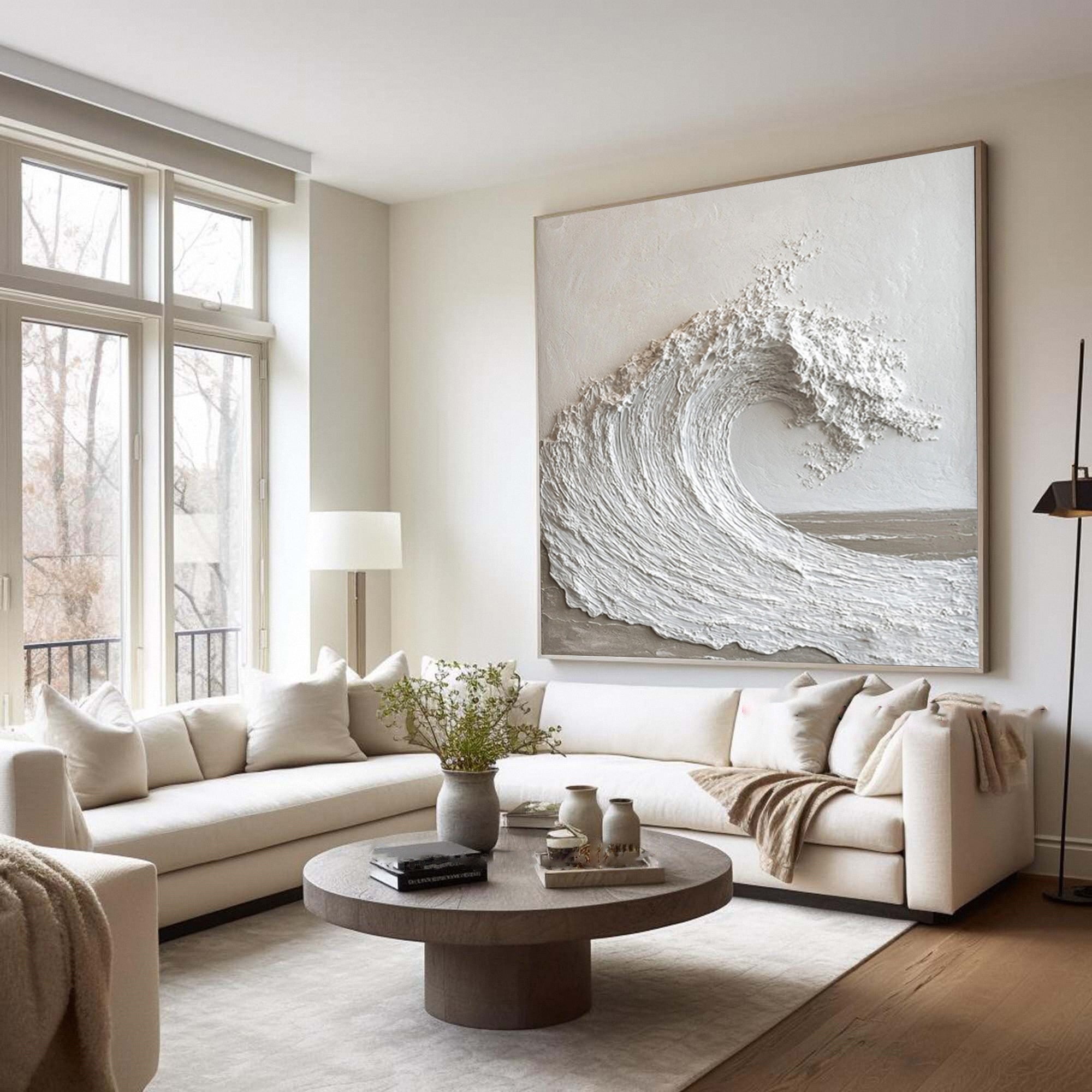 Majestic Ocean Wave Textured Canvas for Elegant Coastal Home Decor #BBM 059