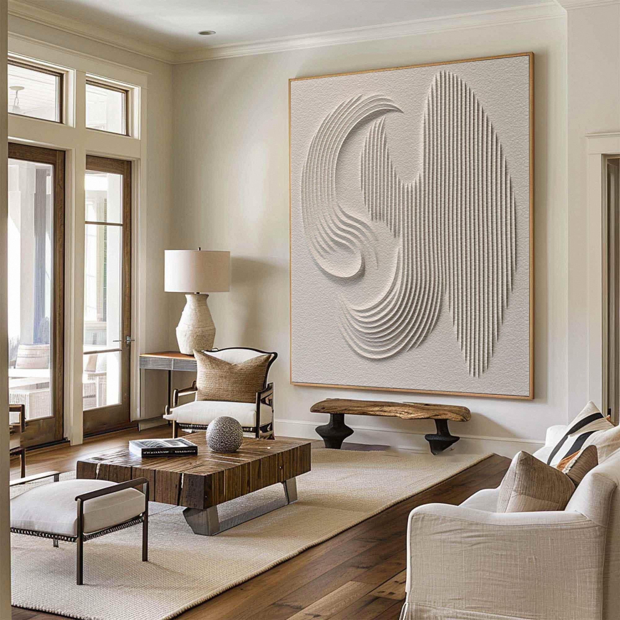 Large 3D Minimalist Abstract Canvas with Intricate Textured Design #BBM 040