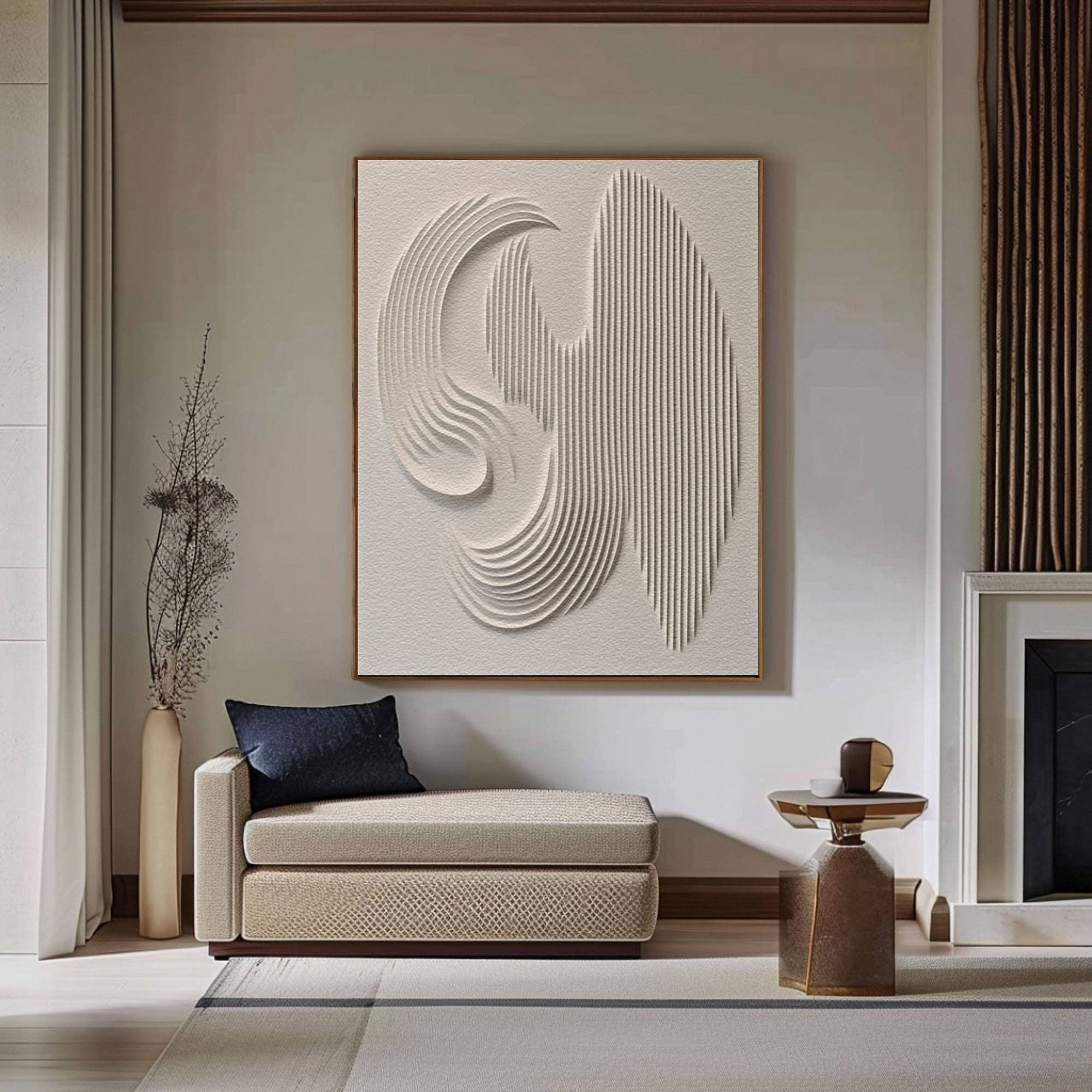 Large 3D Minimalist Abstract Canvas with Intricate Textured Design #BBM 040