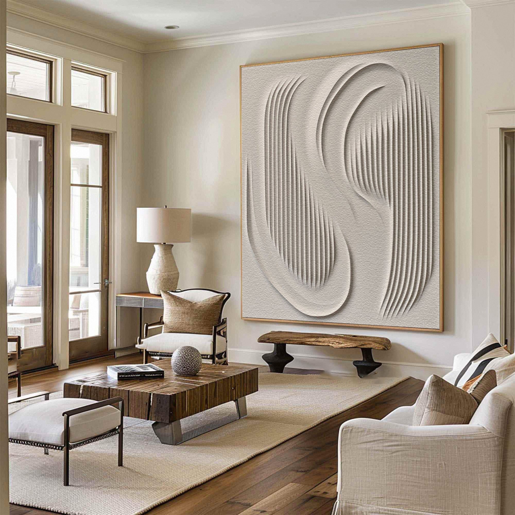 Large 3D Minimalist Abstract Canvas with Intricate Textured Design #BBM 041