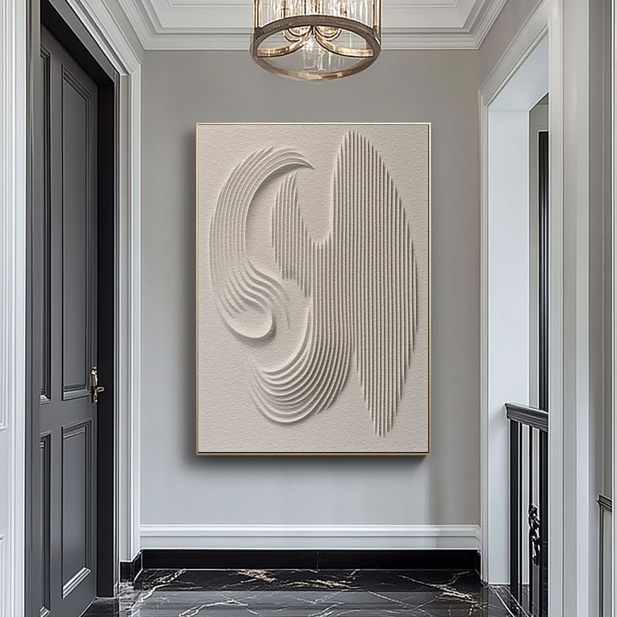Large 3D Minimalist Abstract Canvas with Intricate Textured Design #BBM 040