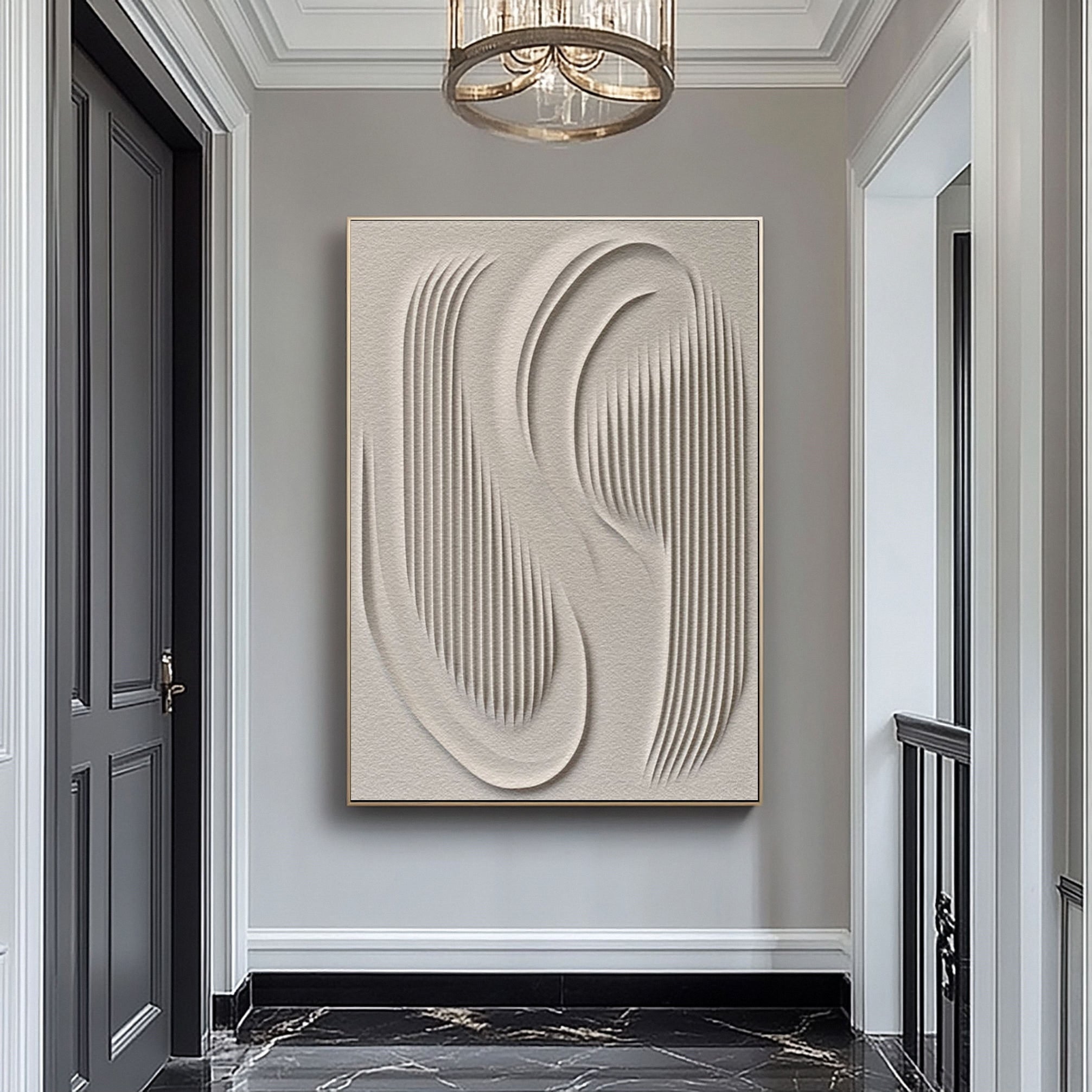 Large 3D Minimalist Abstract Canvas with Intricate Textured Design #BBM 041