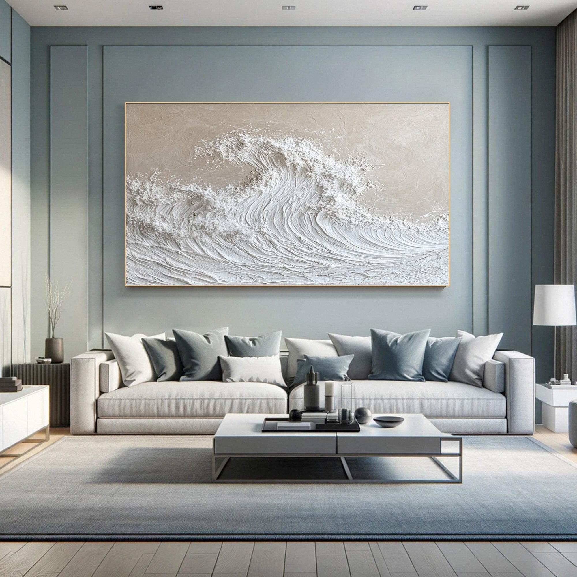 Modern Nature-Inspired Wall Art Textured Wave Oil Painting #BBM 050