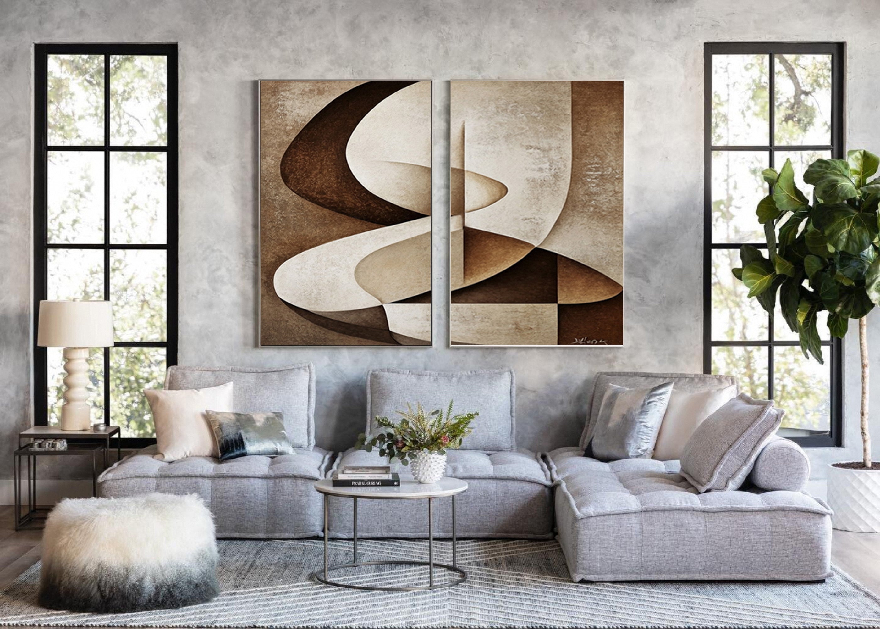 Modern Minimalist Abstract Wall Art - Large Canvas Art #BBS 031
