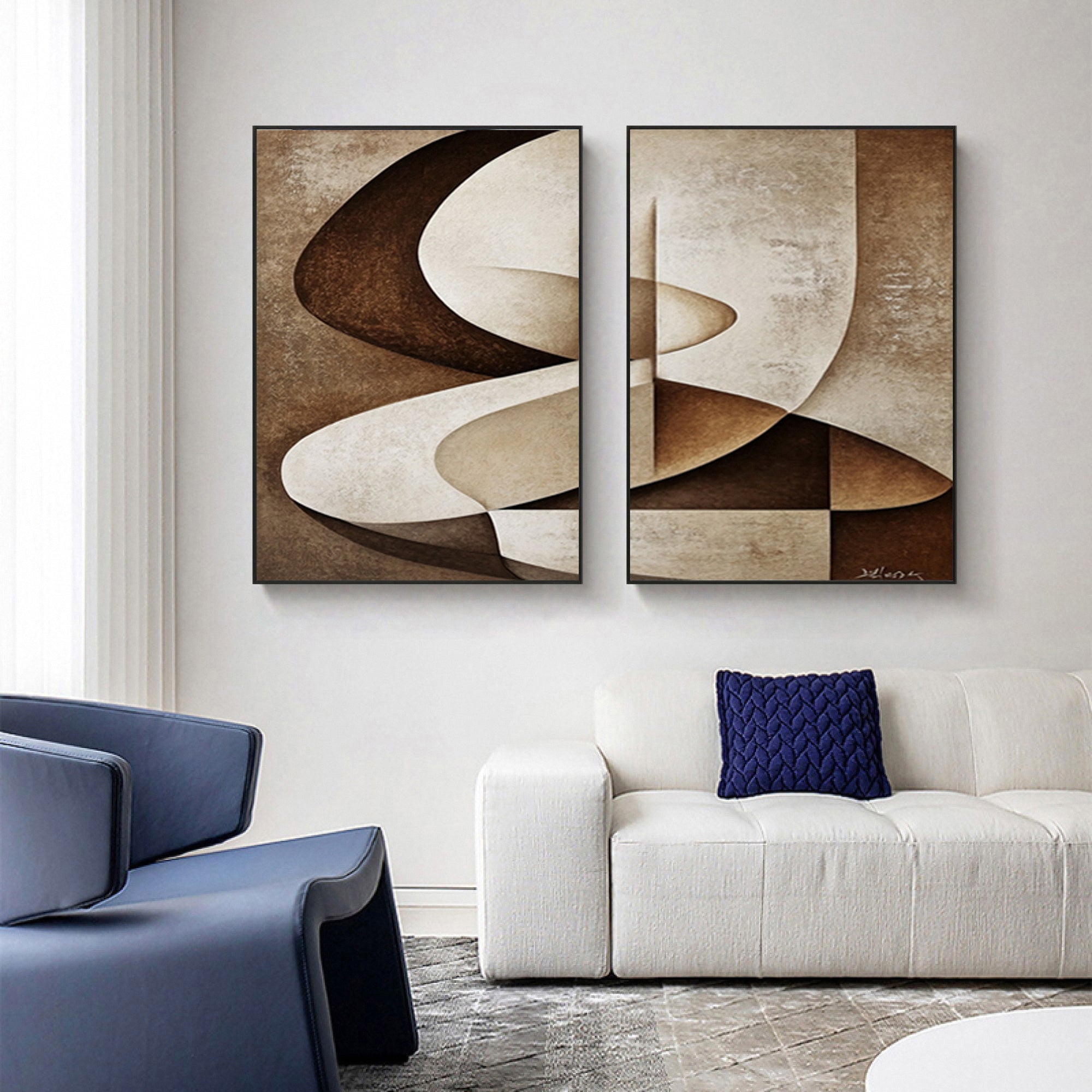 Modern Minimalist Abstract Wall Art - Large Canvas Art #BBS 031