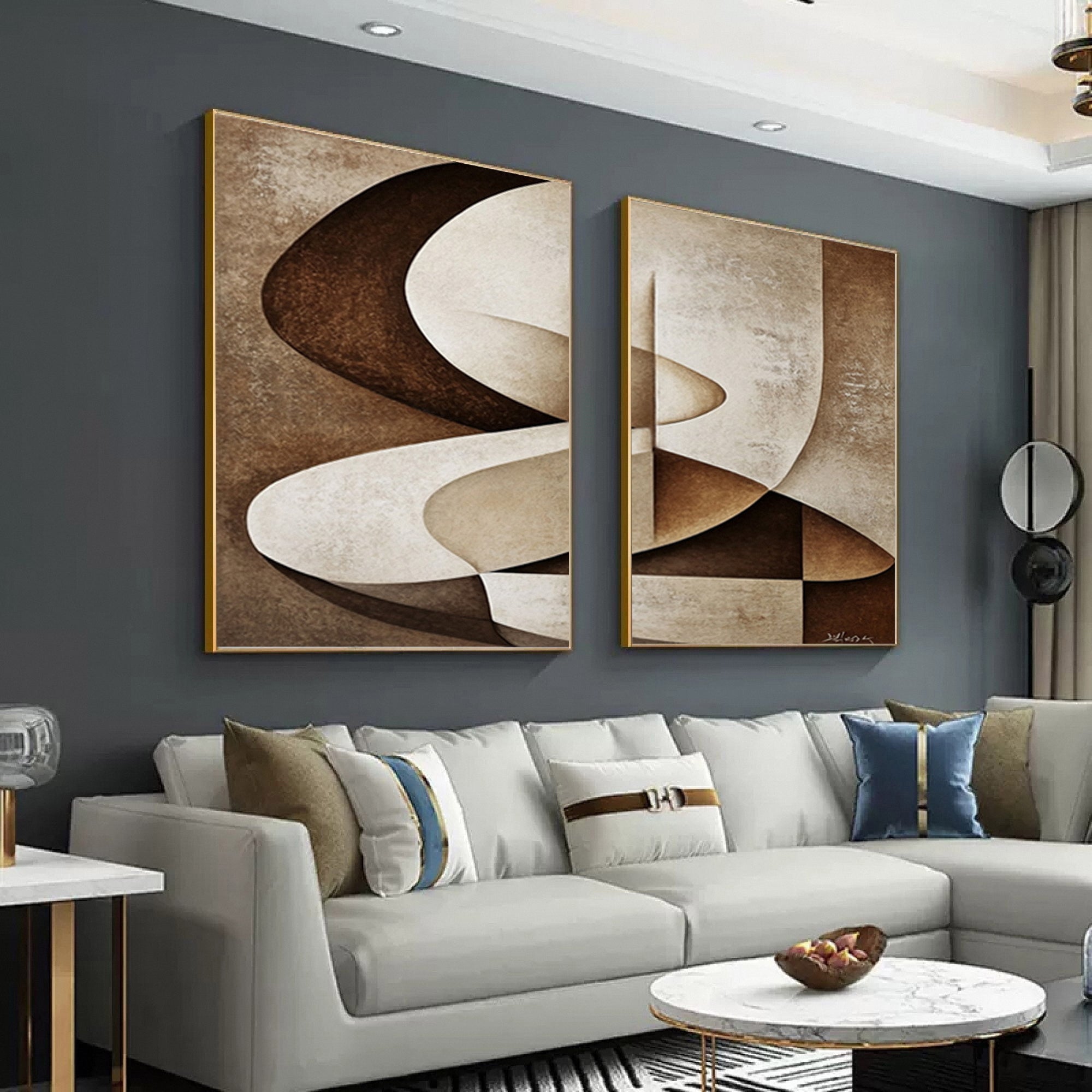 Modern Minimalist Abstract Wall Art - Large Canvas Art #BBS 031