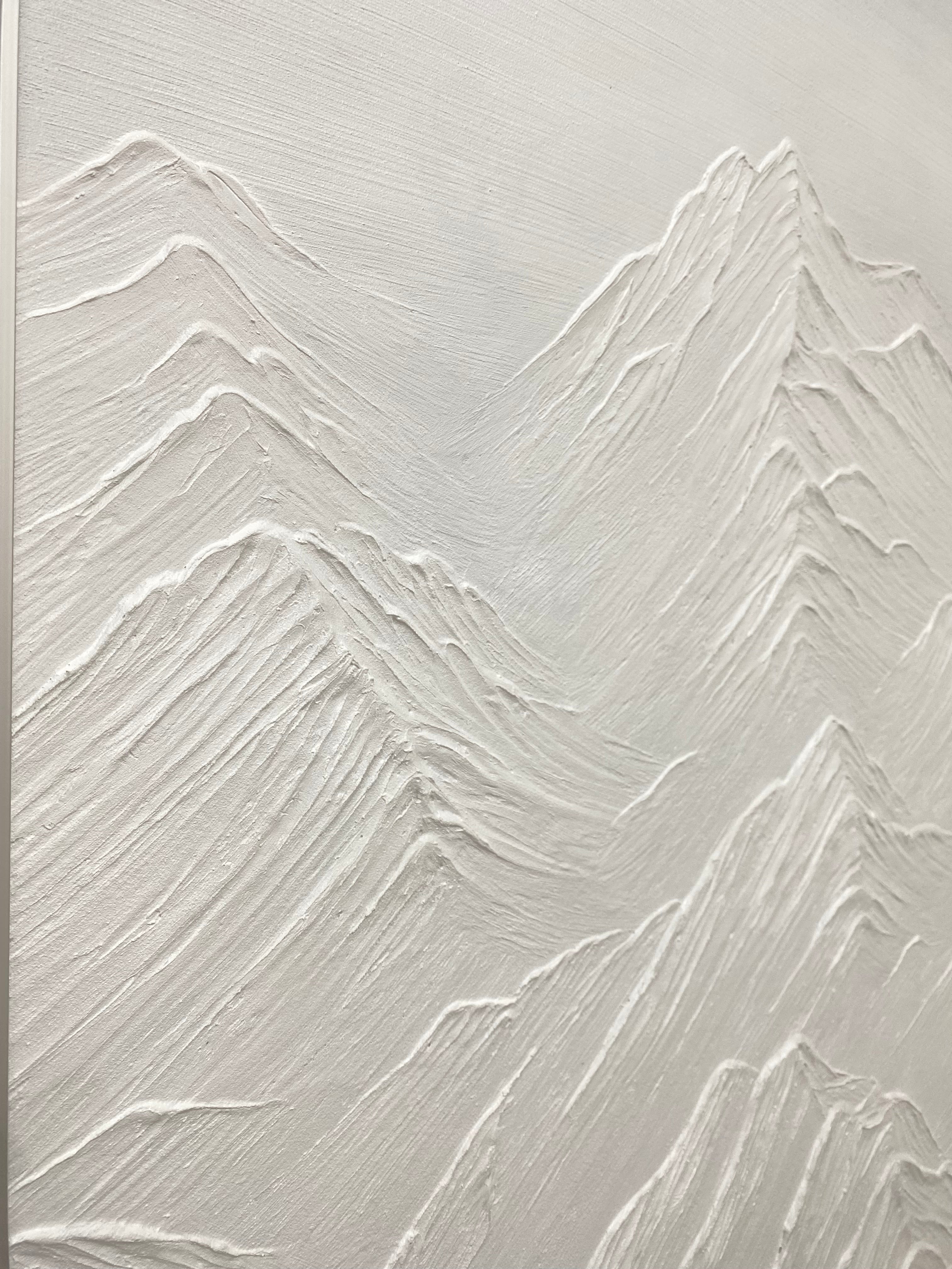 White Minimalist Mountain Painting #WM 042