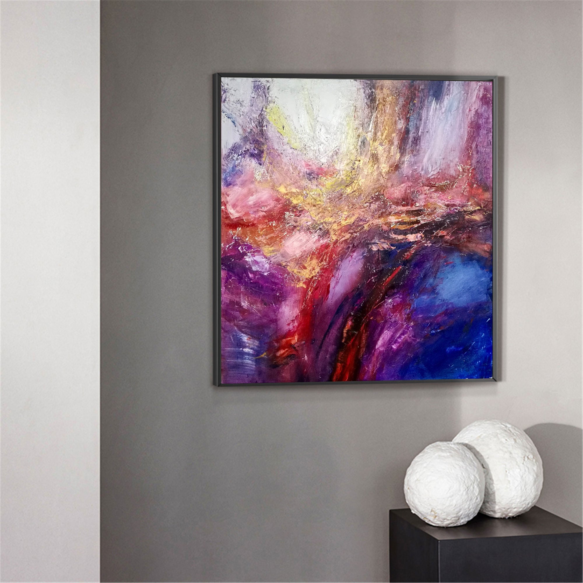 Gold Pink Blue Abstract Painting #ABAS44