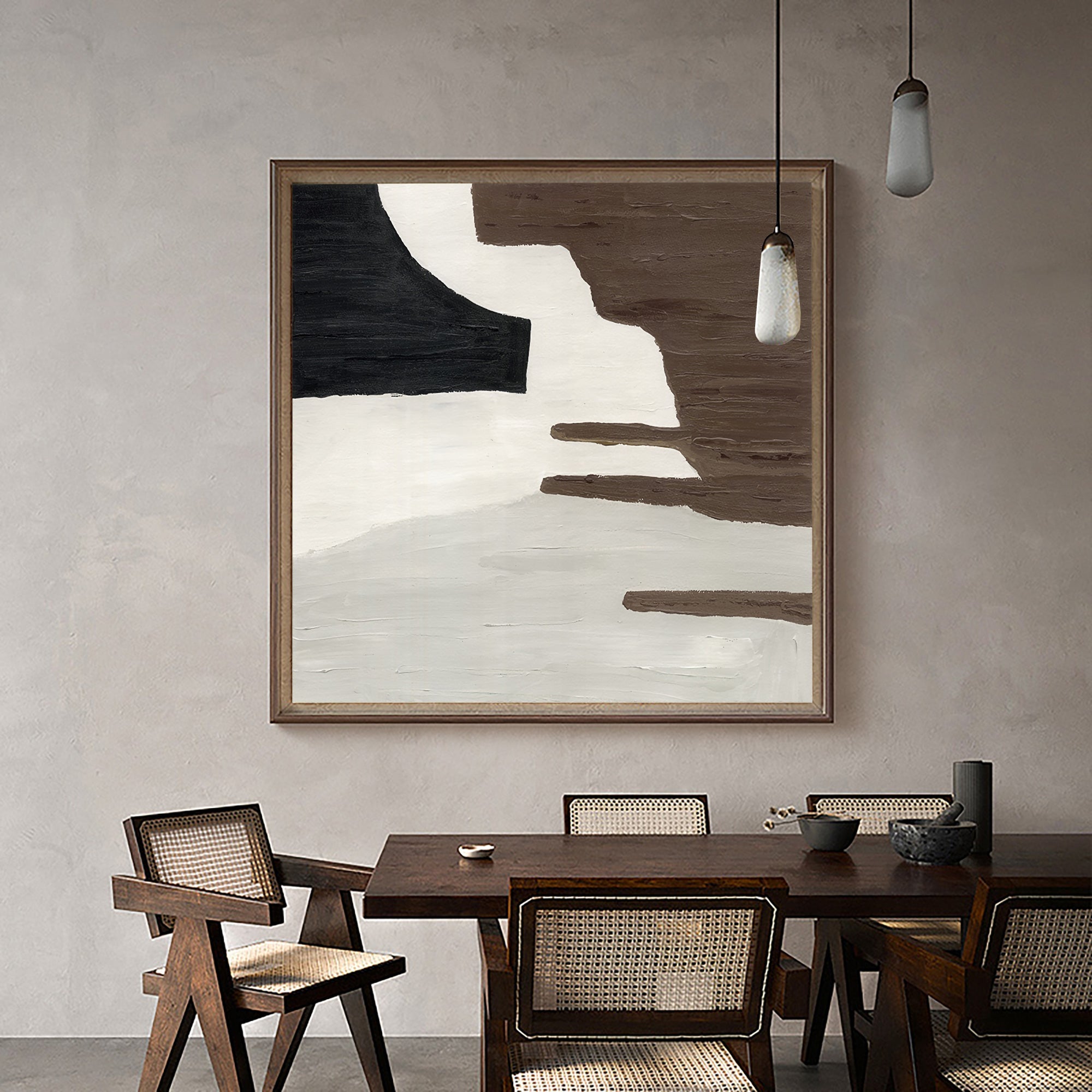Brown White Geometry Abstract Art #ABAS07
