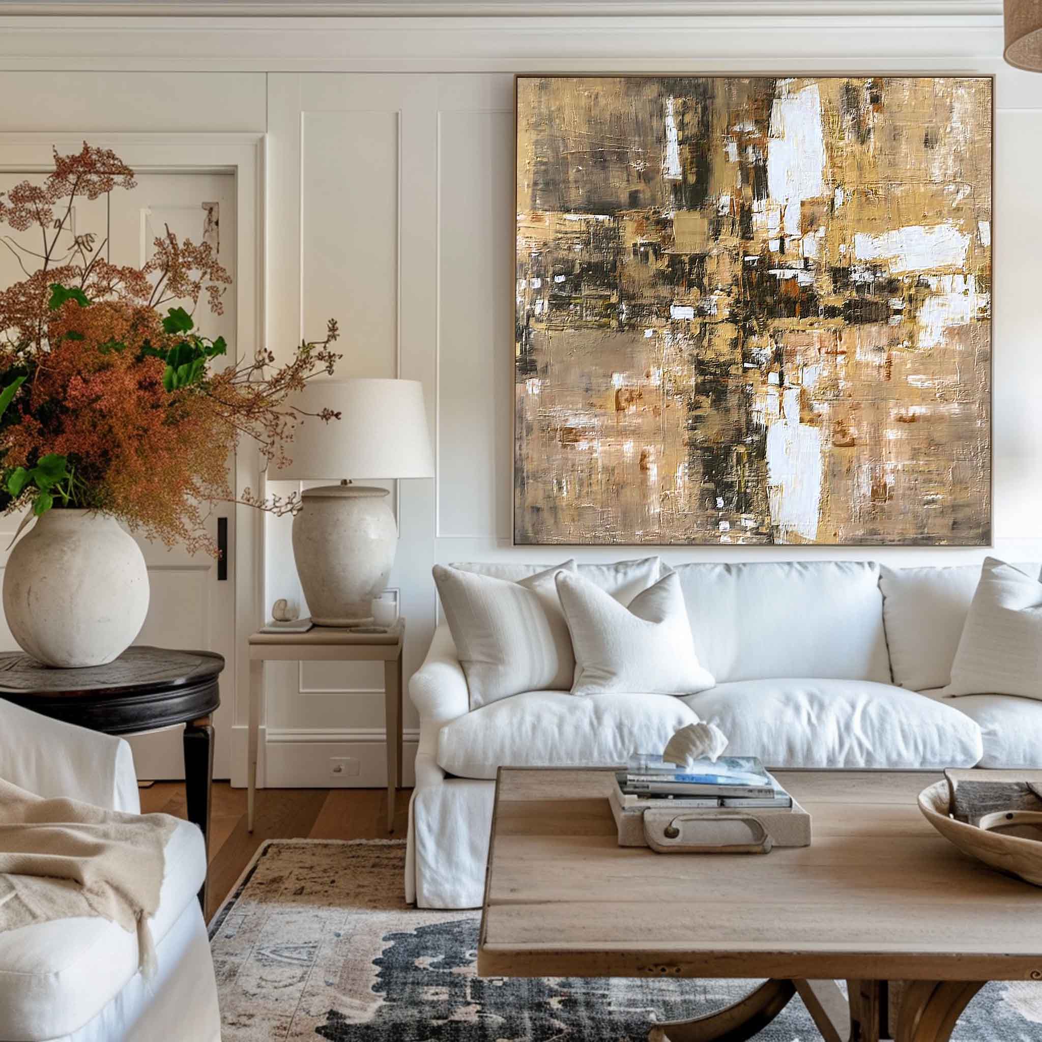 Large Gold Abstract Painting #ABAS69