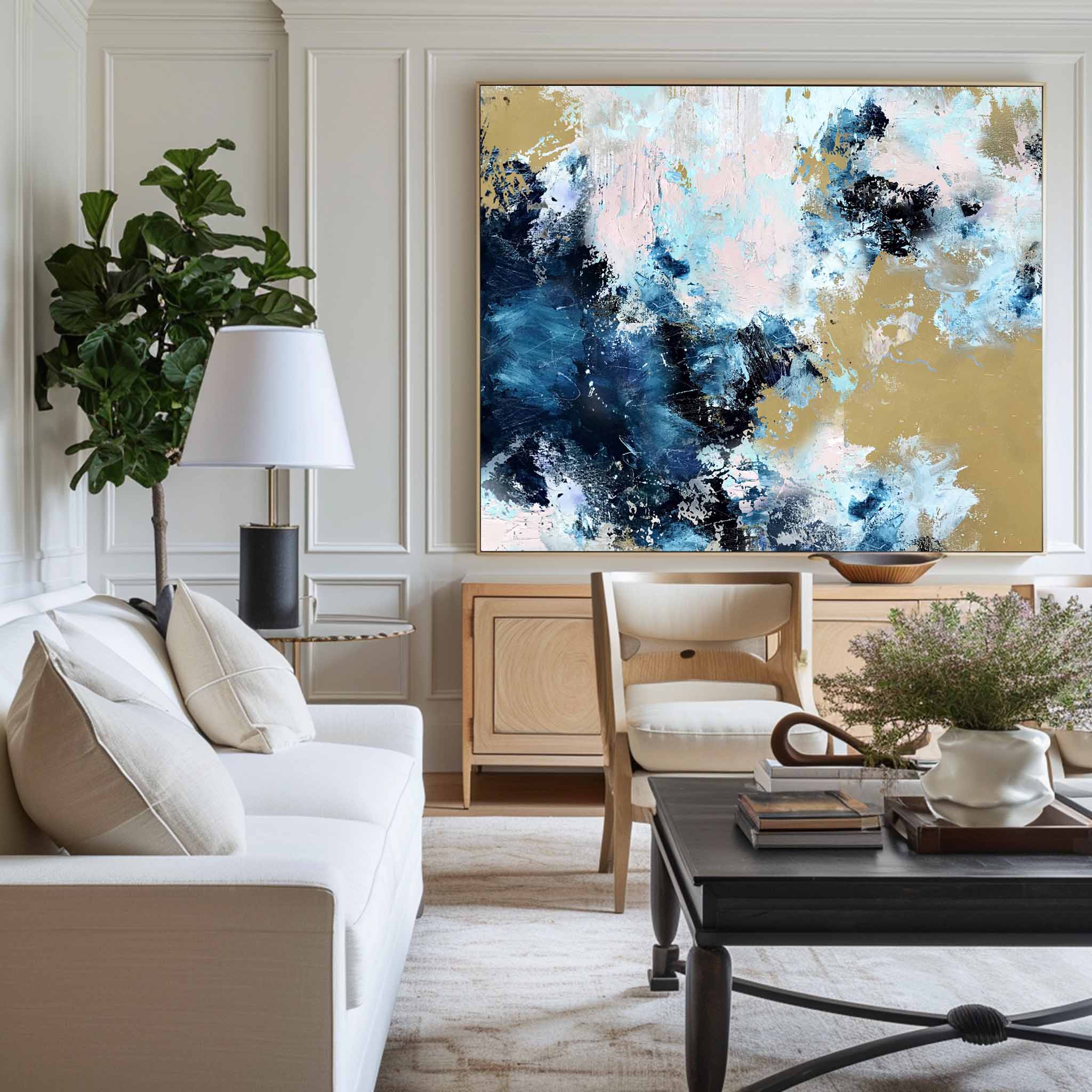 Blue And Gold Abstract Art #ABAH26