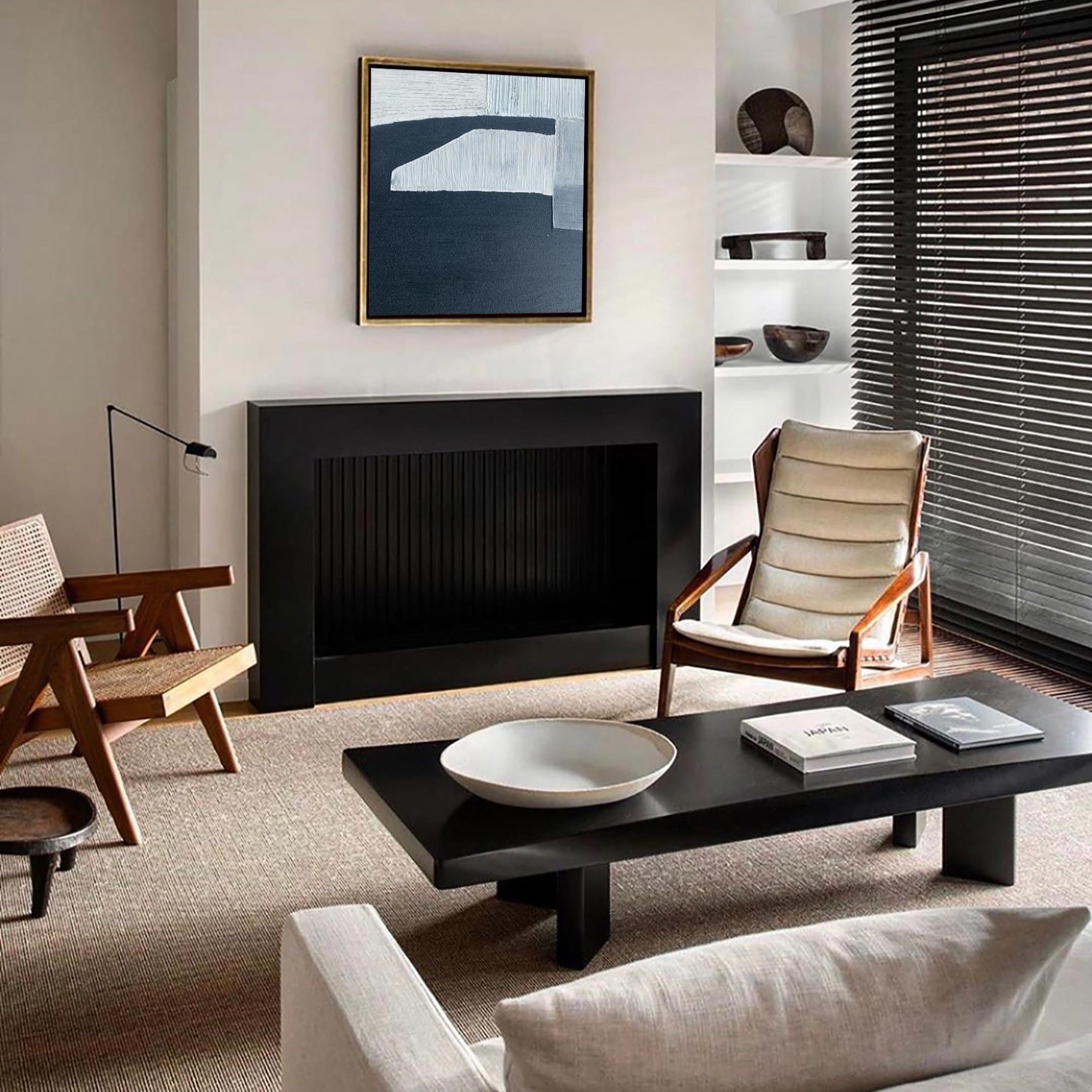 Black Grey Minimalist Painting #ABAS71